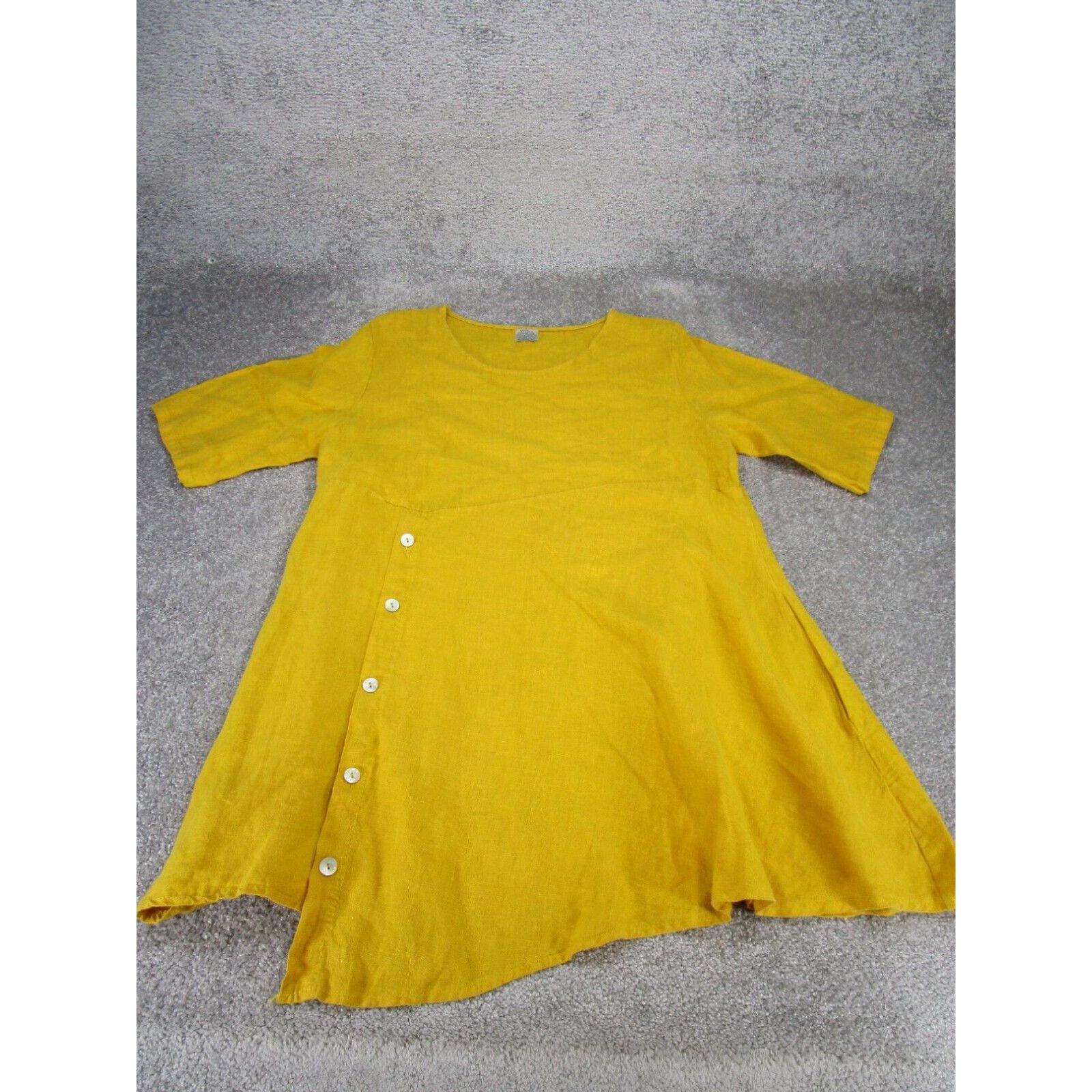 Vintage Vera Tucci Blouson Dress Womens Medium Yellow Linen | Grailed