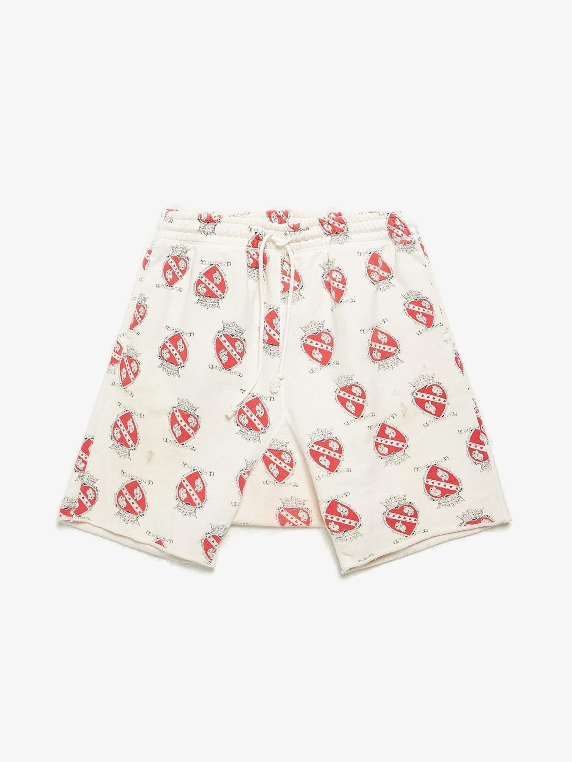 image of Saint Michael White Cotton Love Heart Nirvana Shorts, Men's (Size 33)