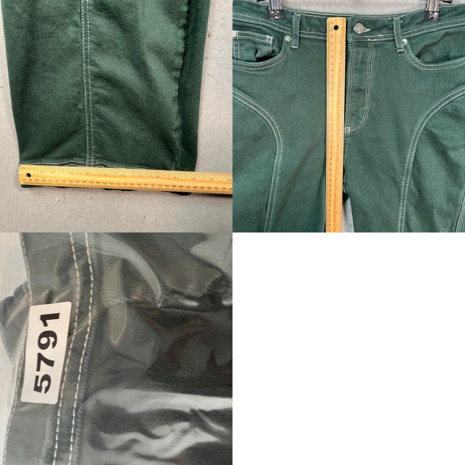 Free People Free People Jeans Womens 27 Green Flare Denim 5-Pocket High Rise Cotton Blend Bohemian Shoes Not Applicable Size 27" / US 4 / IT 40 - 8 Thumbnail
