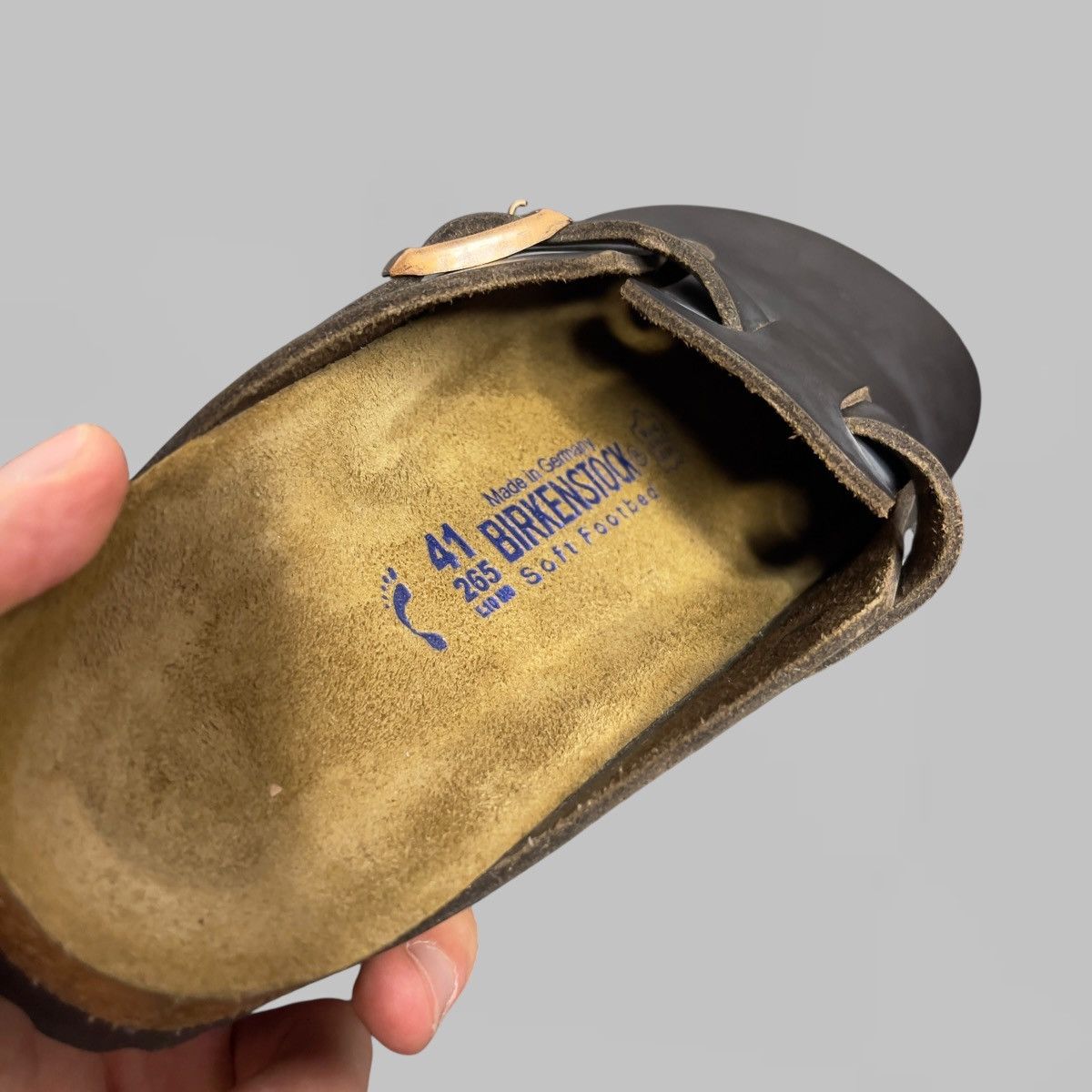 Birkenstock BIRKENSTOCK BROWN LEATHER BOSTON SLIDES SIZE 40-41 Size US 8 / EU 41 - 7 Thumbnail
