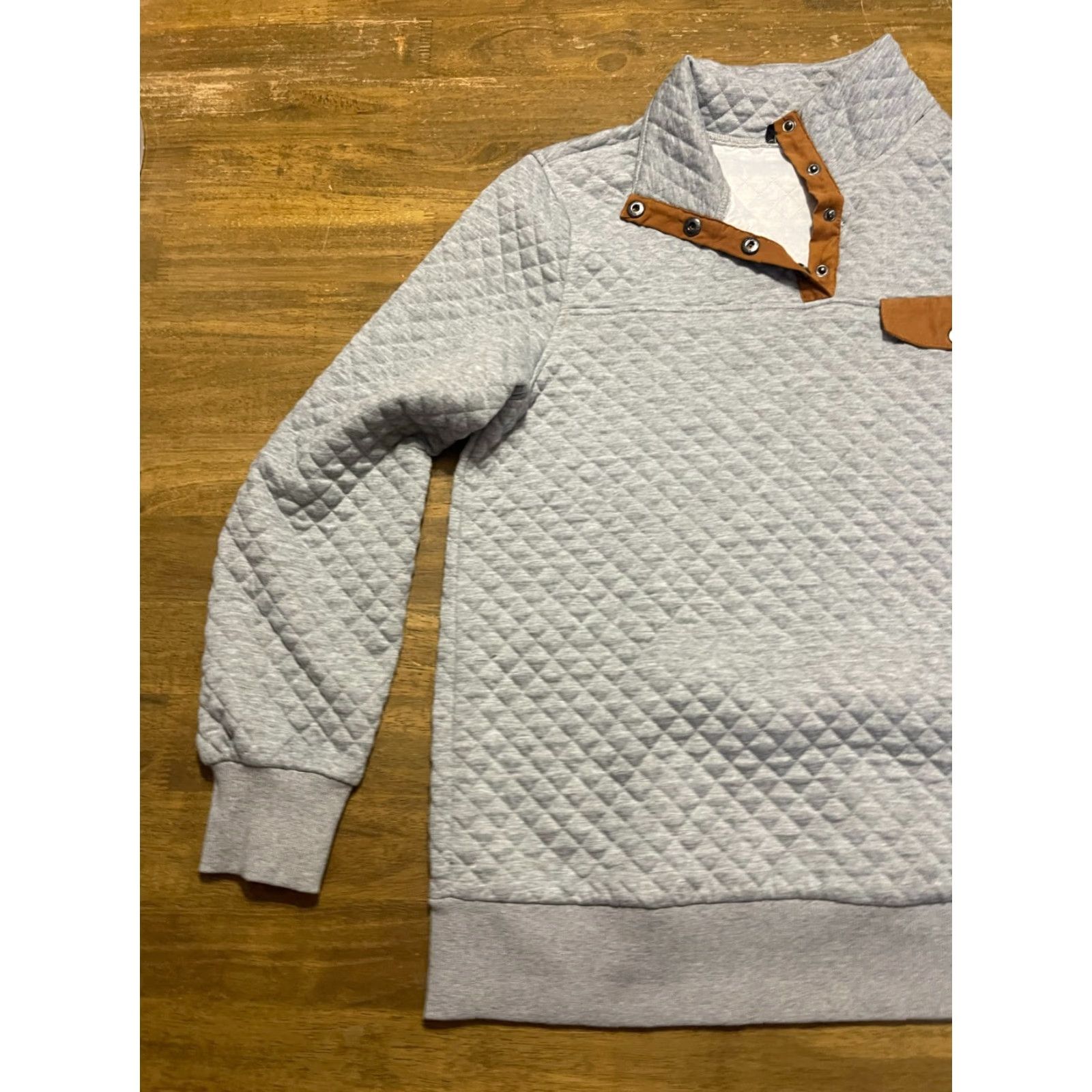 Vintage Doe & Rae Sweater Women's Medium Gray Pullover 1/4 Buttons Long Sleeve Casual Travel Vintage? No Size M / US 6-8 / IT 42-44 - 3 Thumbnail