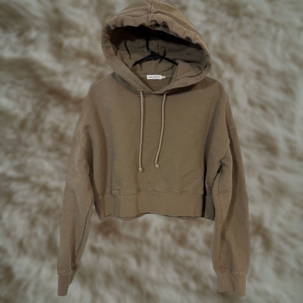 Good American Good American Hoodie Mens? Womens? No, Womens Sz 4 Brown Pullover Crew Neck Sweatshirt Crop - Cotton Blend Fleece Pullover Hoodie Size S / US 4 / IT 40 - 1 Thumbnail
