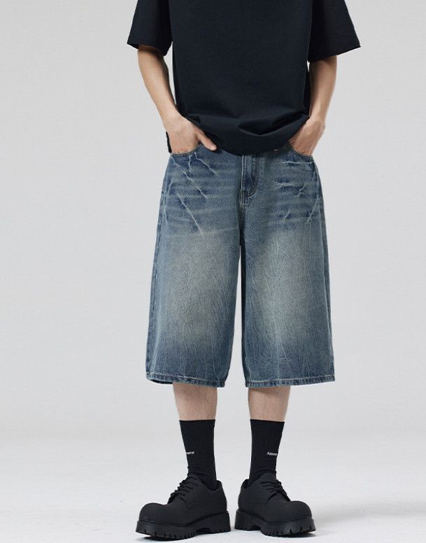 Japanese Brand American distressed lightning bolt baggy denim shorts Size US 32 / EU 48 - 1 Thumbnail