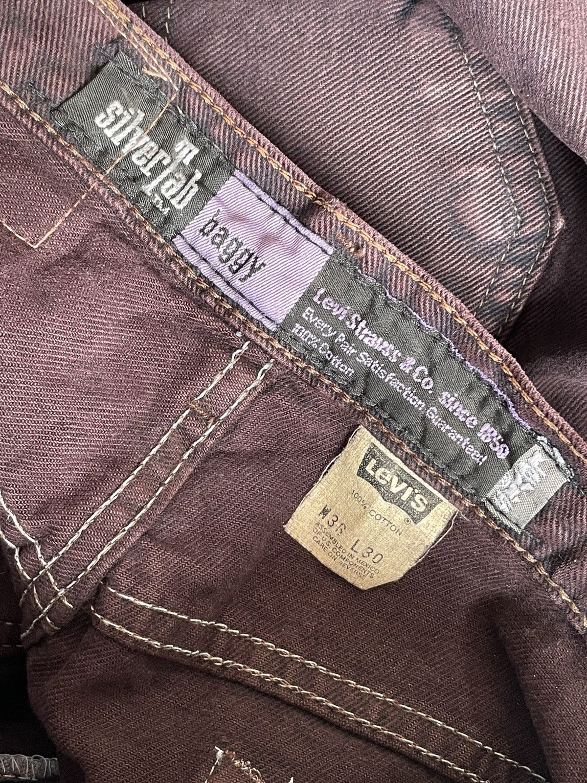 Levi's Vintage Rare 90’s Levis Silvertab Baggy Maroon Colour Size US 36 / EU 52 - 13 Thumbnail