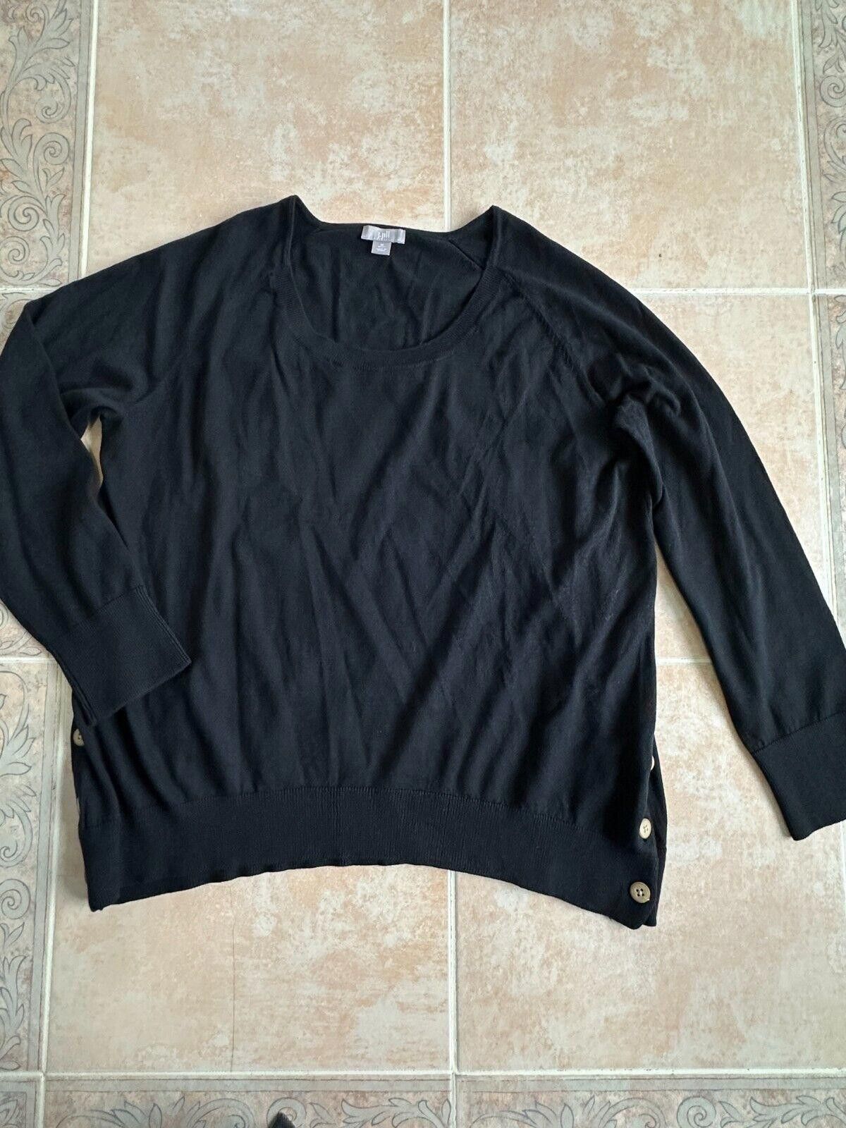 Designer J.Jill Buttons Side Black Sweater silk blend Women size M-P Size M / US 6-8 / IT 42-44 - 1 Thumbnail