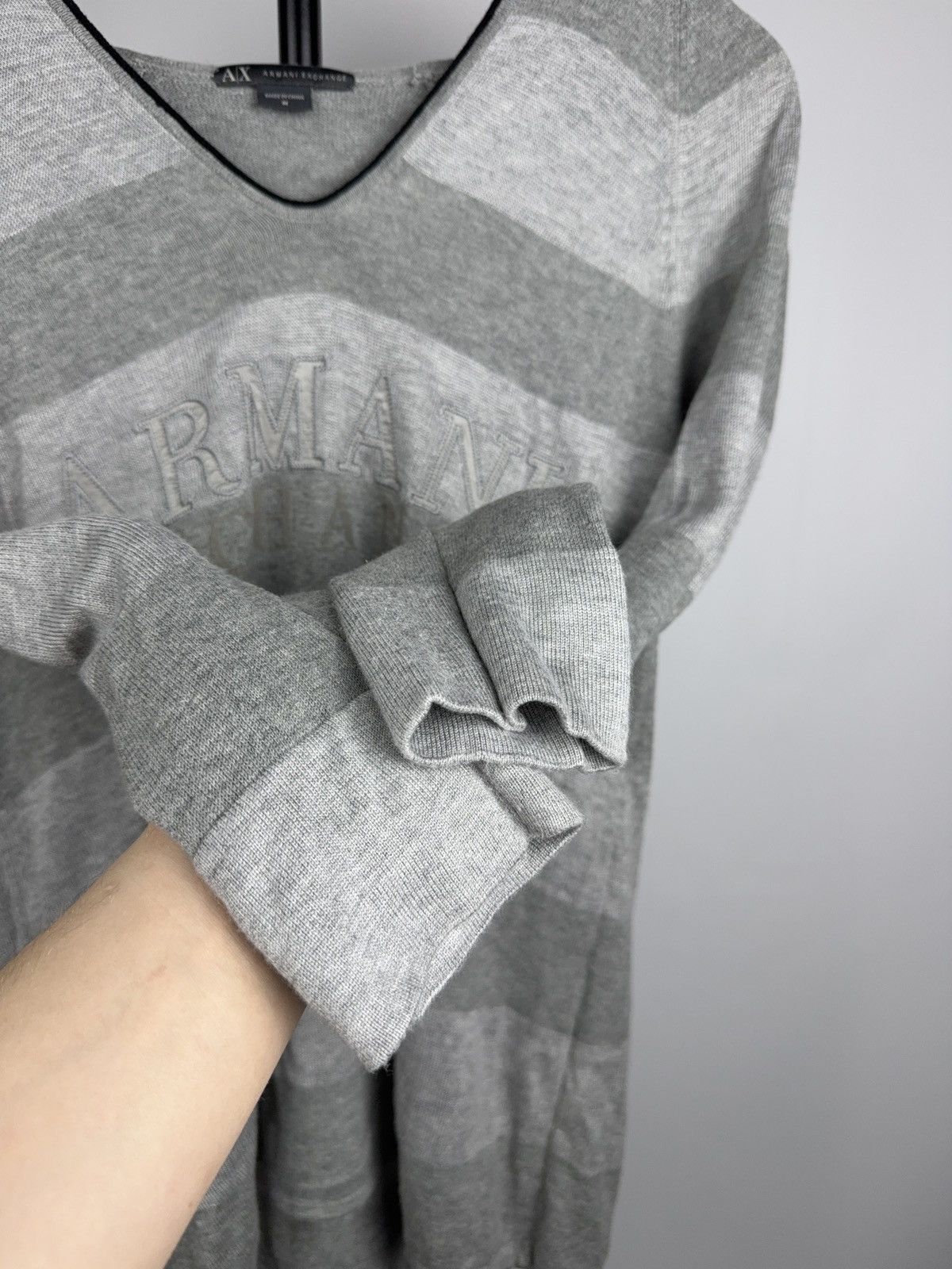 Armani Exchange Luxury Armani Exchange AX V Neck Knit Grey Logo Sweater M Size M / US 6-8 / IT 42-44 - 11 Thumbnail