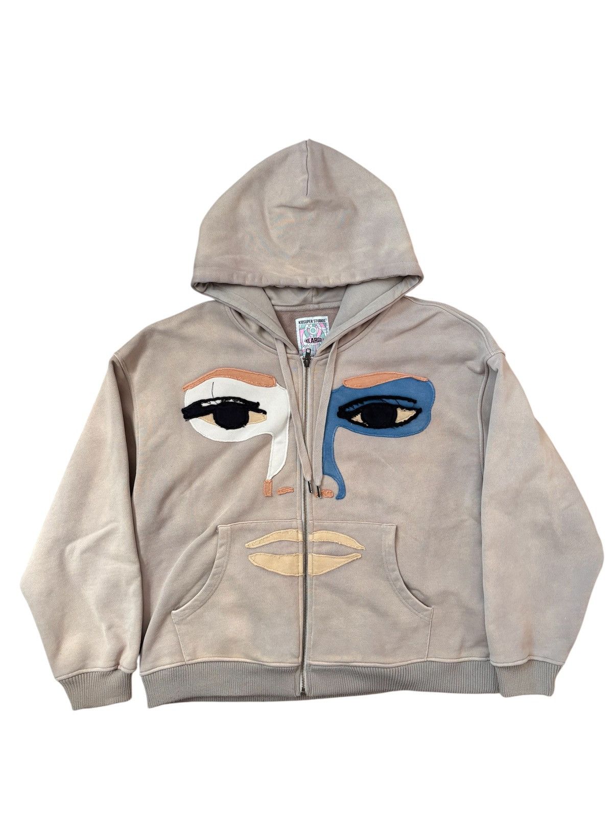 KidSuper Patchwork Face Washed Heavyweight Zip Hoodie