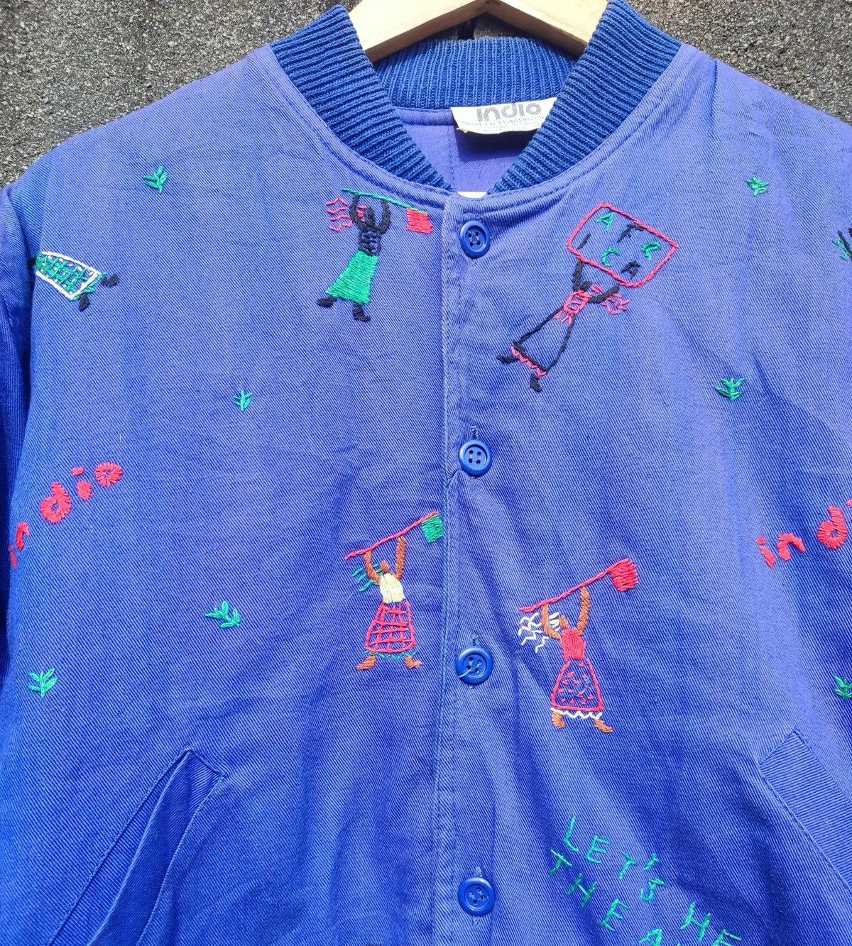 Vintage Indio Vintage Embroidered Jacket – Cotton – M – Vibrant Blue Size US M / EU 48-50 / 2 - 2 Thumbnail