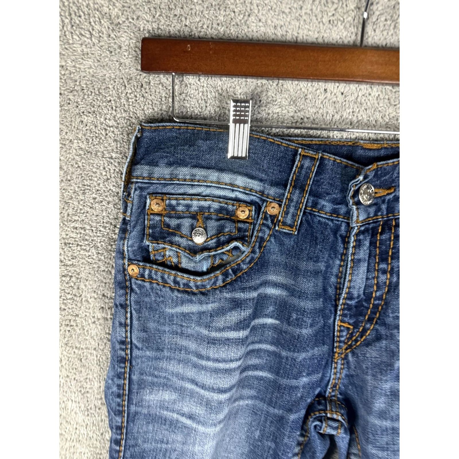 True Religion True Religion Jeans Mens 30 Blue Straight Big T Red Org Flap Pockets Denim Shirt? Size US 30 / EU 46 - 2 Thumbnail