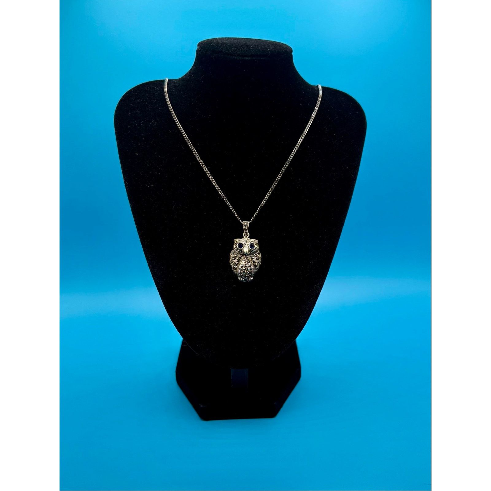 Jewelry NEW Black Rhodium Silver Moissanite Owl Pendant & 20" Chain Size ONE SIZE - 9 Thumbnail