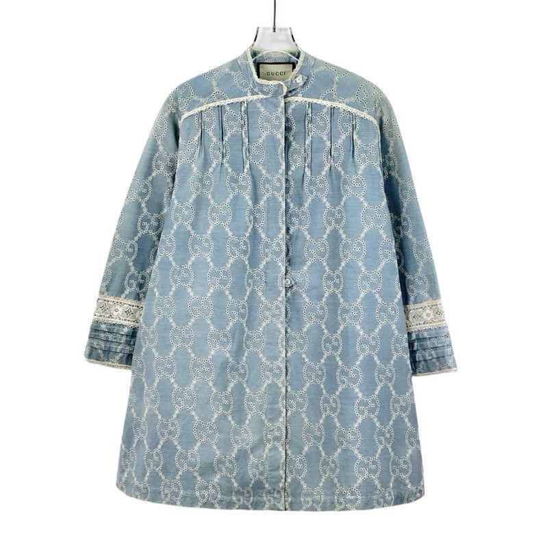 Gucci Gucci Light blue lace logo jacquad full-print long-sleeved Size XS / US 0-2 / IT 36-38 - 1 Thumbnail