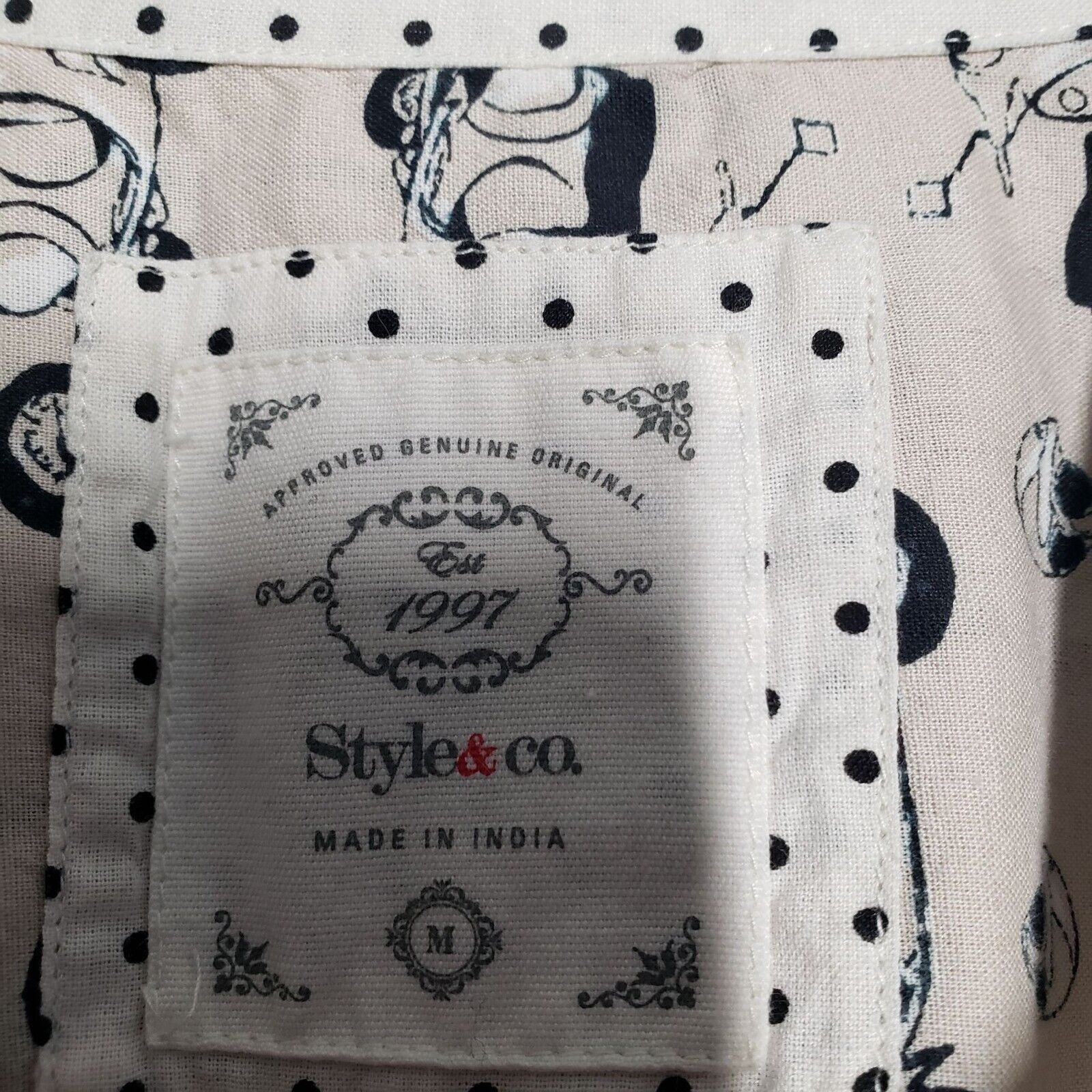 Style & Co Style & Co Moped Shirt Novelty Print Polka Dot Womens Size M Size M / US 6-8 / IT 42-44 - 5 Thumbnail