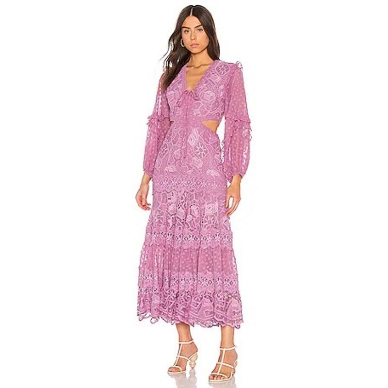 ALEXIS Alexis Zendaya Lace Crochet Cut Out Long Sleeve Dress XS Size XS / US 0-2 / IT 36-38 - 3 Thumbnail