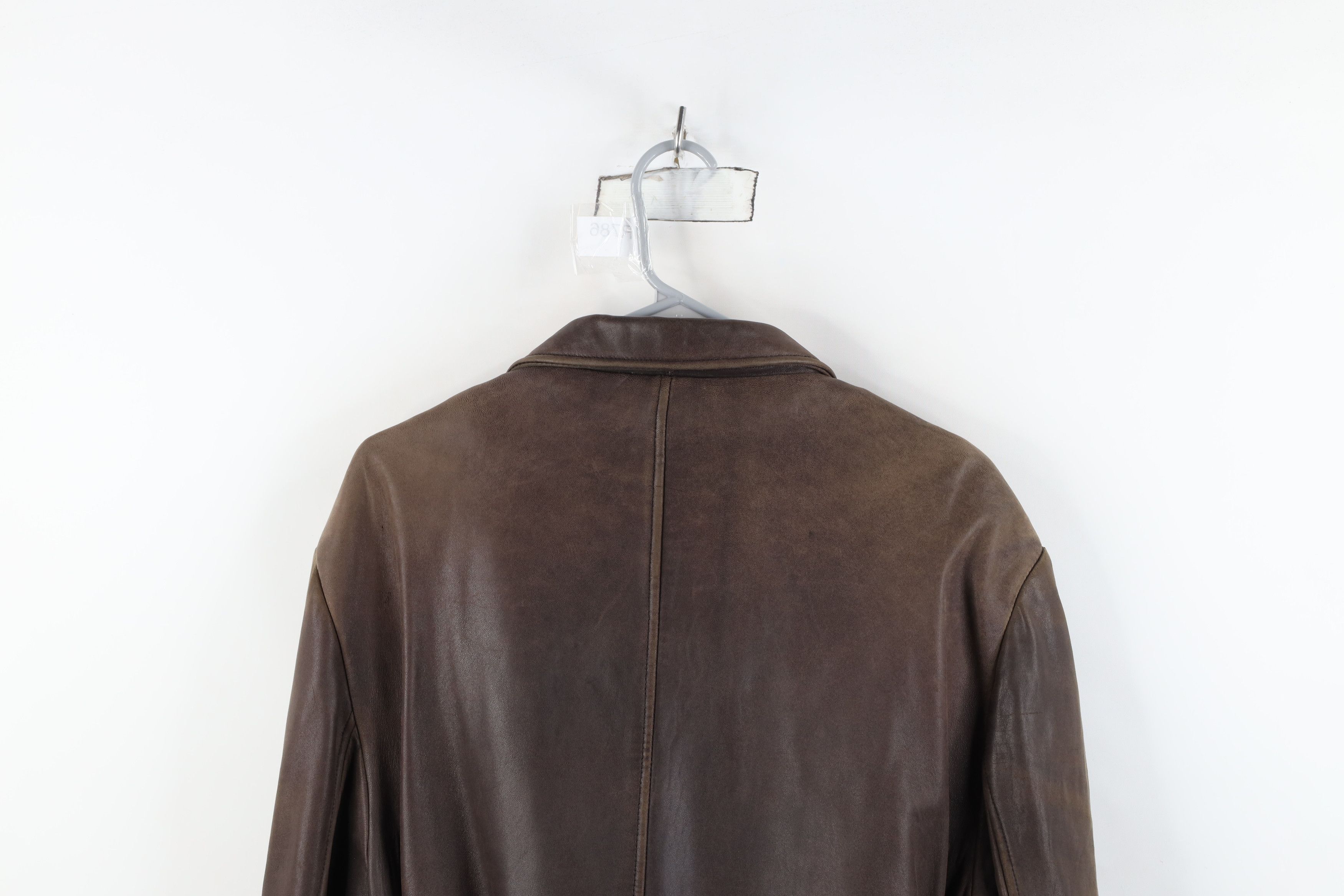 Vintage Vintage 90s Streetwear Leather Trench Coat Jacket Brown Size US XL / EU 56 / 4 - 13 Thumbnail