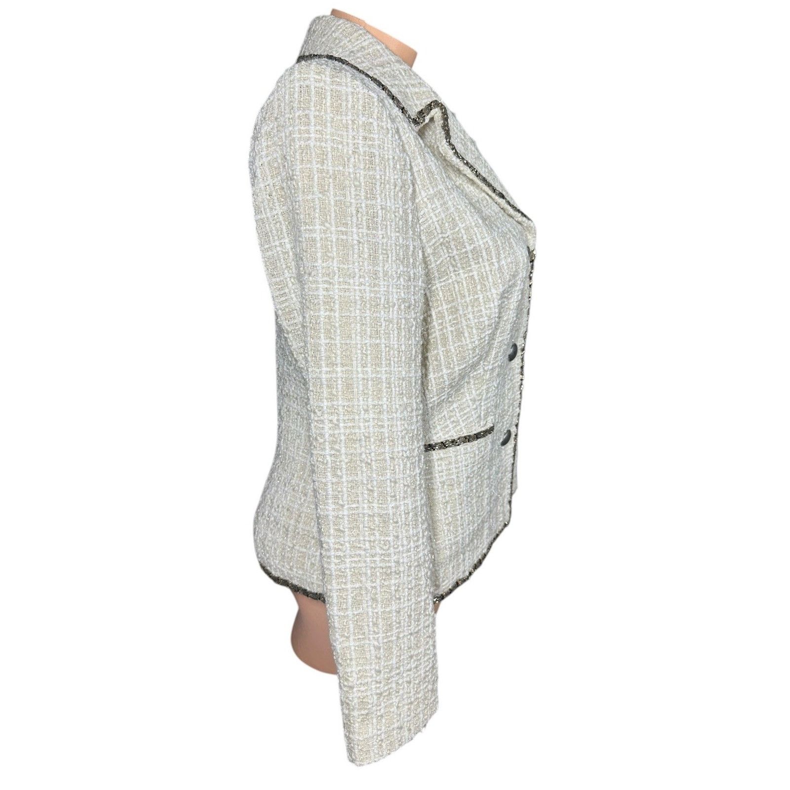 Rachel Zoe Womens Luxe Rachel Zoe Boucle Jacket with Beaded Trim RLZ 12 Size XL / US 12-14 / IT 48-50 - 4 Thumbnail