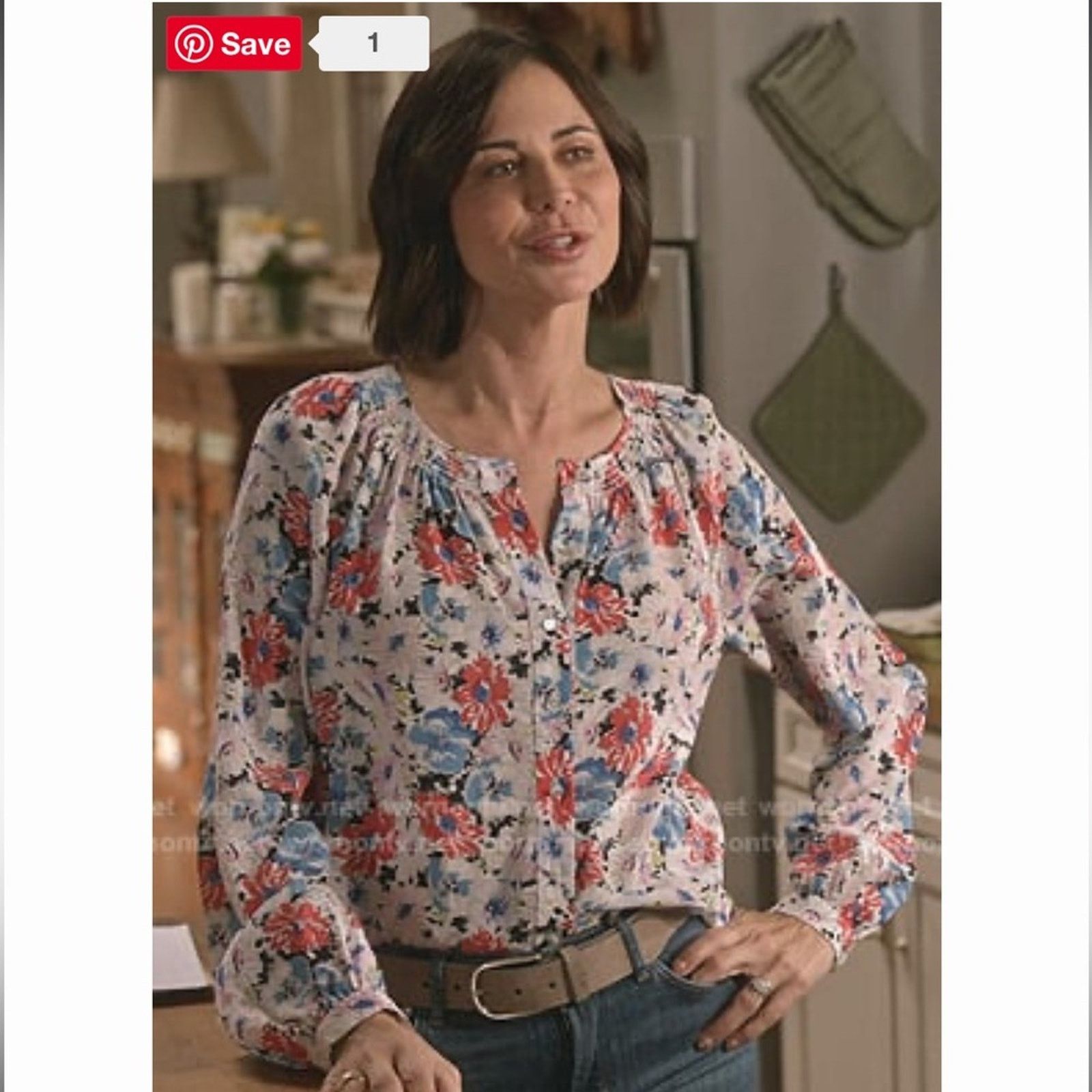 Veronica Beard Veronica Beard Madge 100% Silk Floral Print Long Sleeve Top Size L / US 10 / IT 46 - 12 Thumbnail