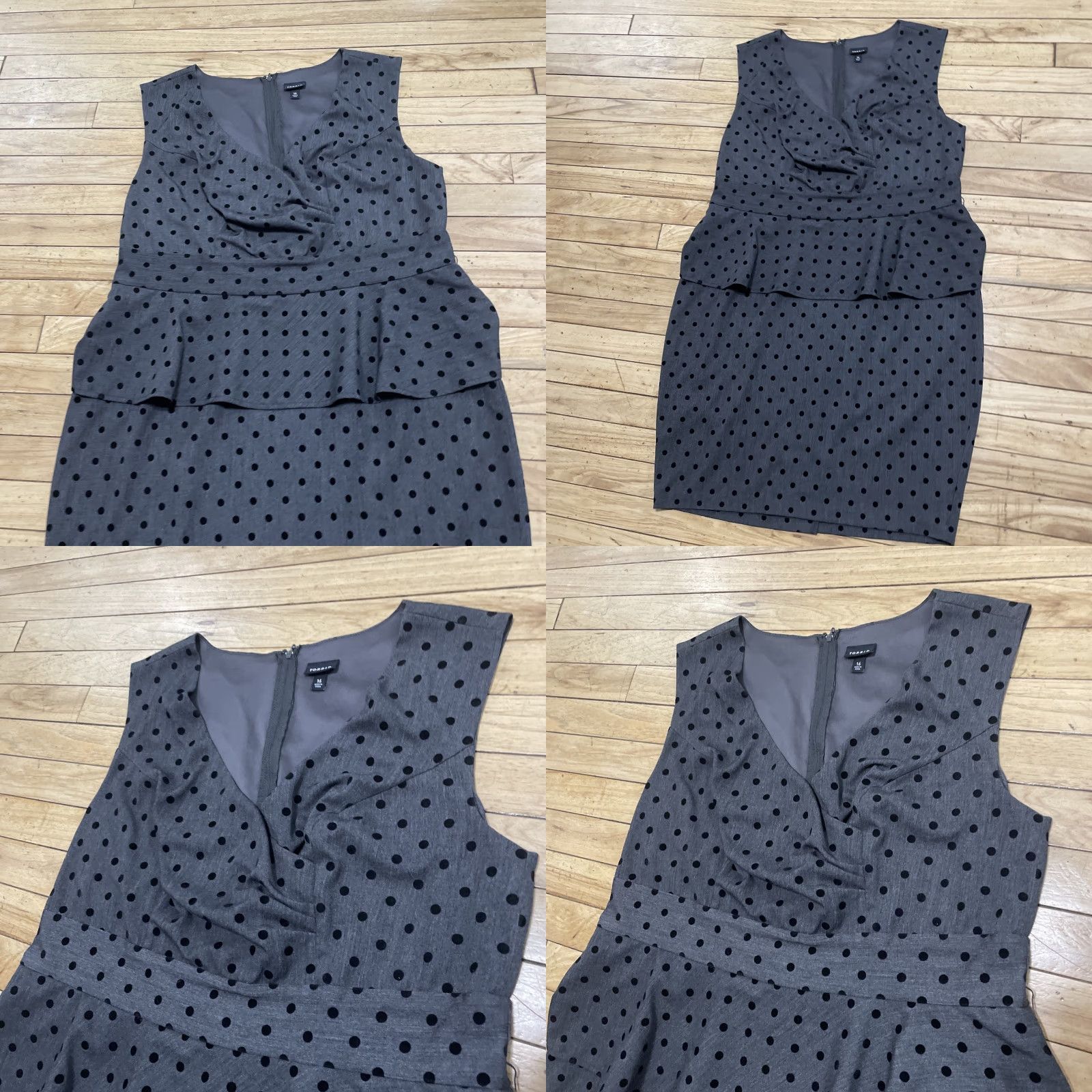 Torrid Torrid Velvet Polka Dot Ruffle Dress Women 14 Gray Black Work Professional Party Cocktail Sleeveless Midi V-Neck Stretch Sheath Vintage Theme Retro Size XL / US 12-14 / IT 48-50 - 10 Thumbnail
