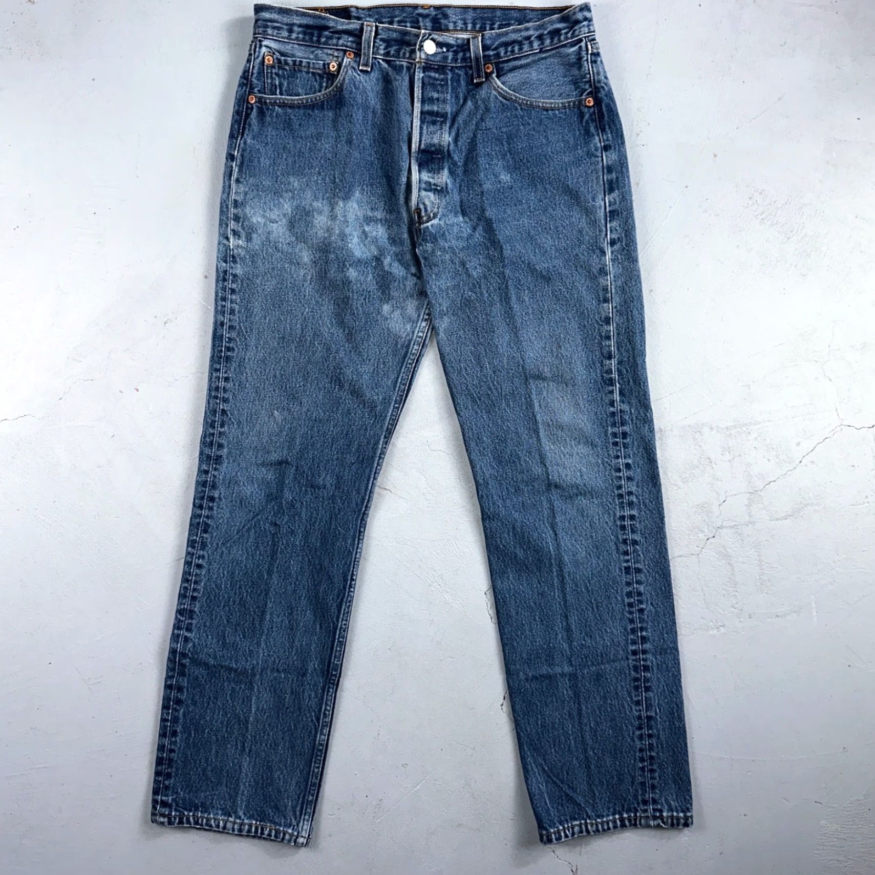 Levi's VINTAGE Levi's 501 Jeans | 35x34 | Light Blue Cotton Denim | USA 90s Straight Leg Mens Jeans Size US 35 - 2 Thumbnail