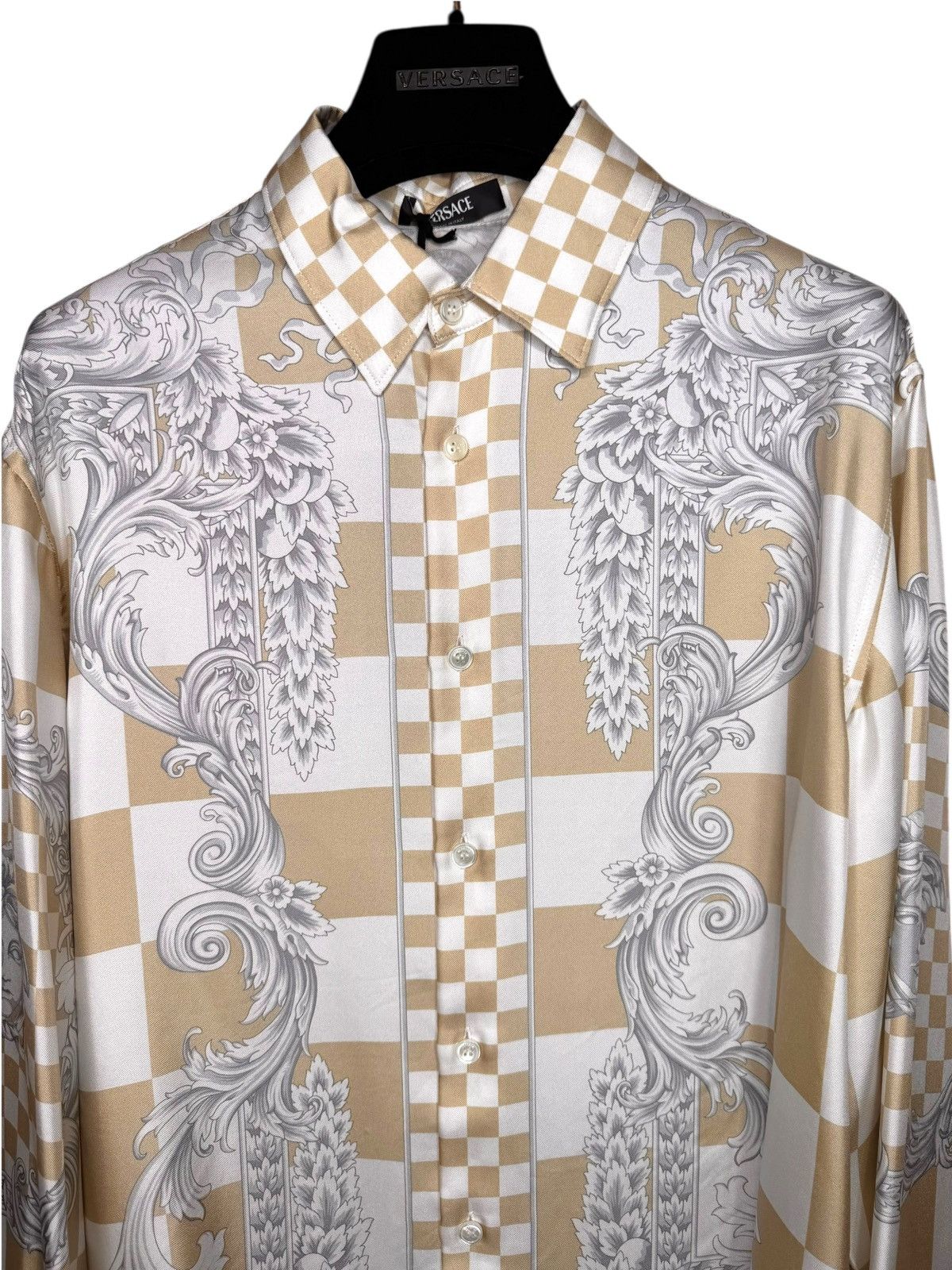 Versace Versace Silk Shirt Medusa Checkerboard Beige Size US M / EU 48-50 / 2 - 3 Thumbnail
