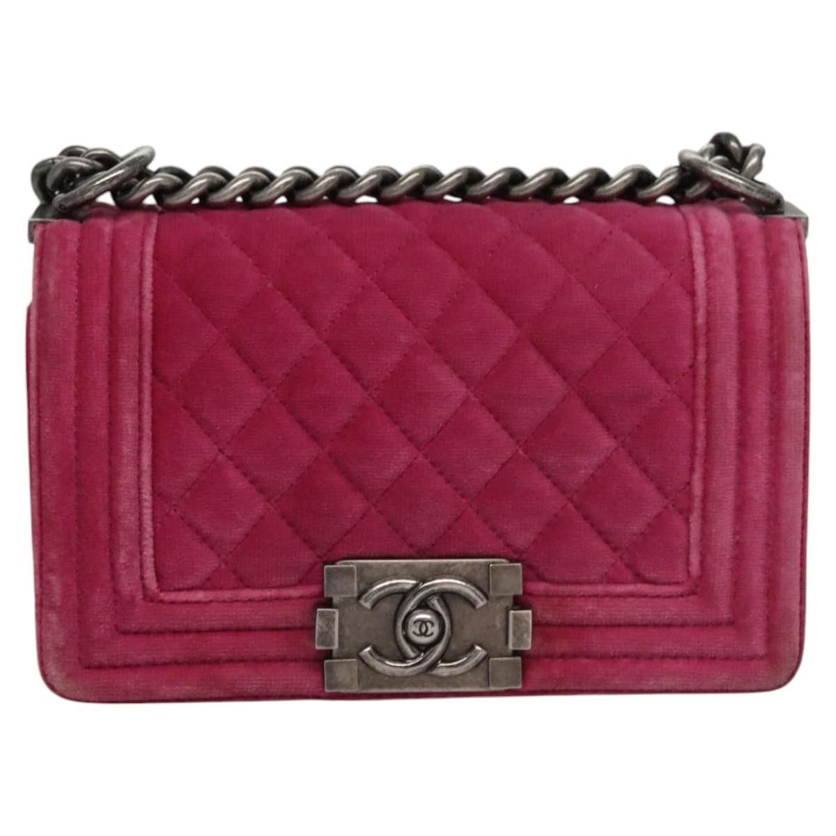 Chanel Boy Pink Velvet Shoulder Bag (Pre-Owned) Size ONE SIZE - 1 Thumbnail