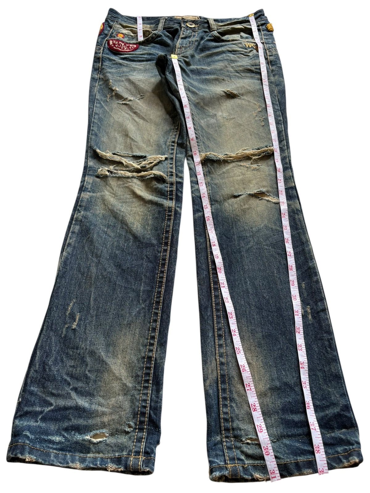 Japanese Brand Vintage Lolita Embellished Mud Wash Distressed Jeans Size US 30 / EU 46 - 15 Thumbnail