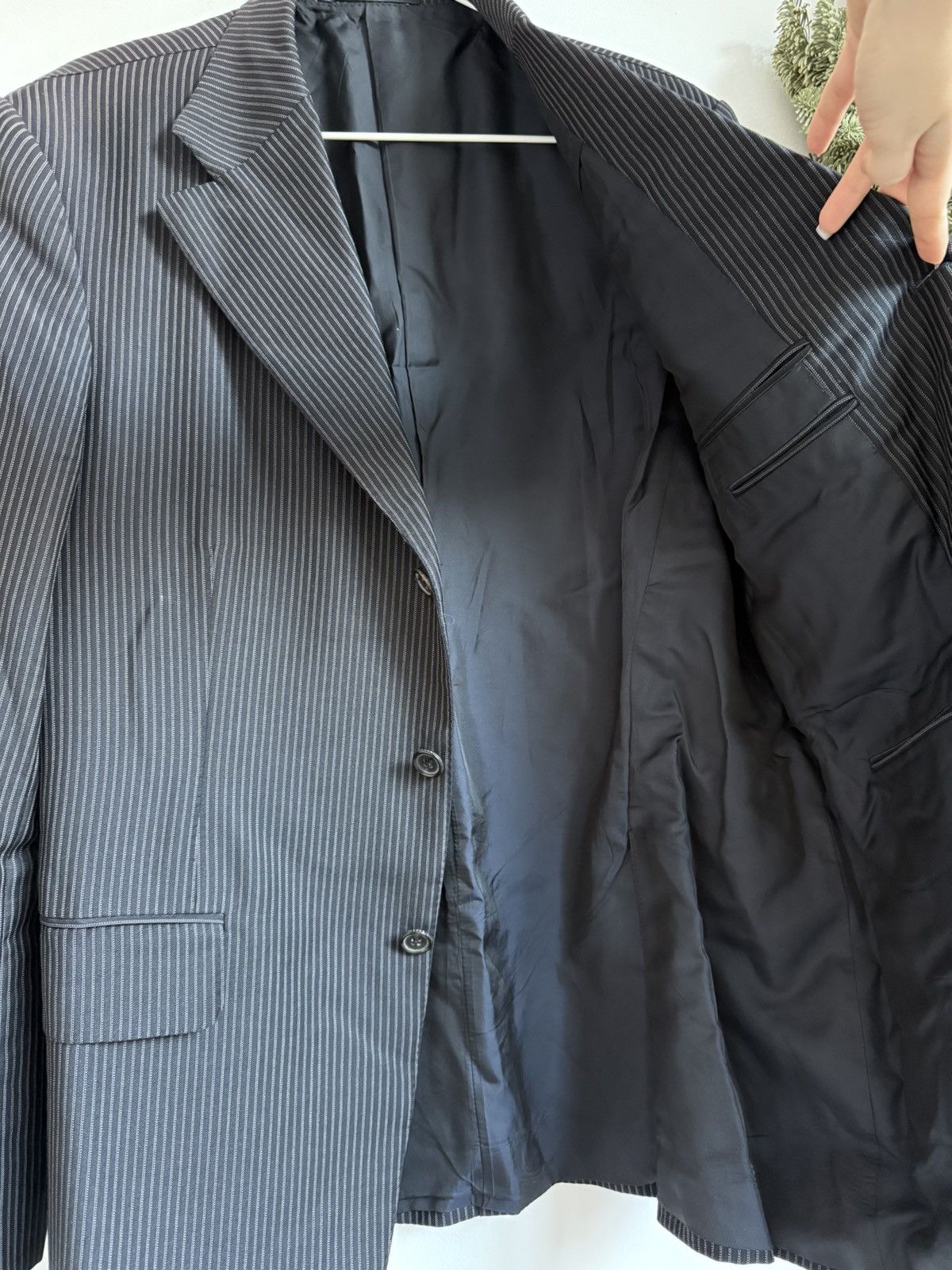 Gucci × Tom Ford × Vintage Gucci Vintage Wool Dark Navy Striped Blazer Jacket Size 50R - 7 Thumbnail