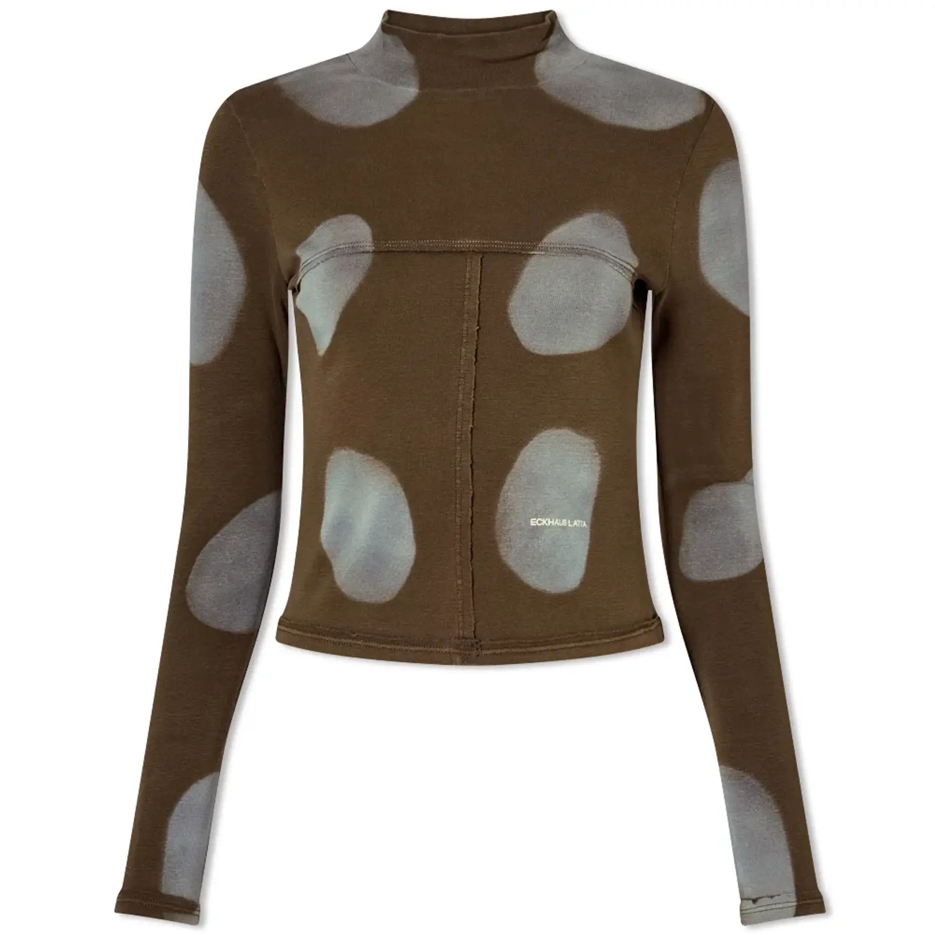 image of Eckhaus Latta O1Mle0524 Lapped Baby Turtleneck Fishbowl In Brown/grey, Women's (Size Large)