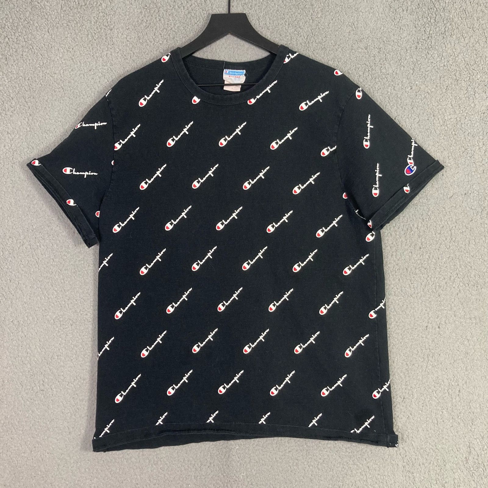 Champion Champion Heritage XL Black T-Shirt All Over Logo Print Size US XL / EU 56 / 4 - 4 Thumbnail