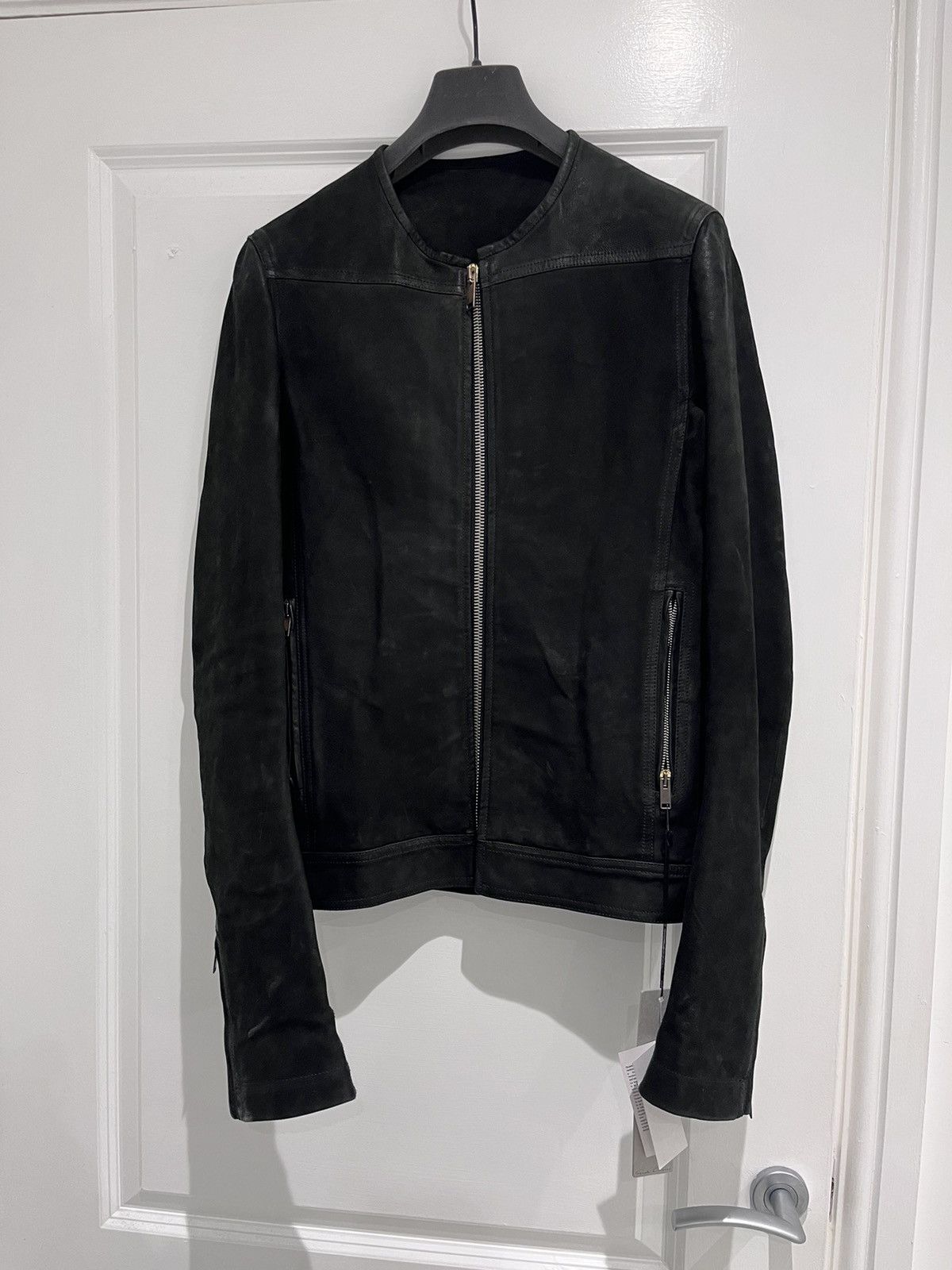 image of Black Rick Owens Calfskin Jacket, Men's (Size Small)