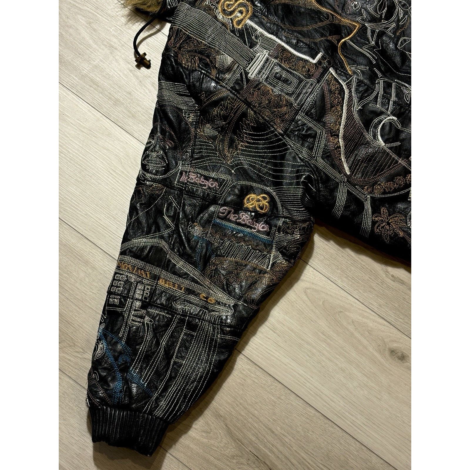 Other Scarface Leather Embroidered Fur Hood Jacket Black Y2K 5XL Size US XXL / EU 58 / 5 - 17 Thumbnail