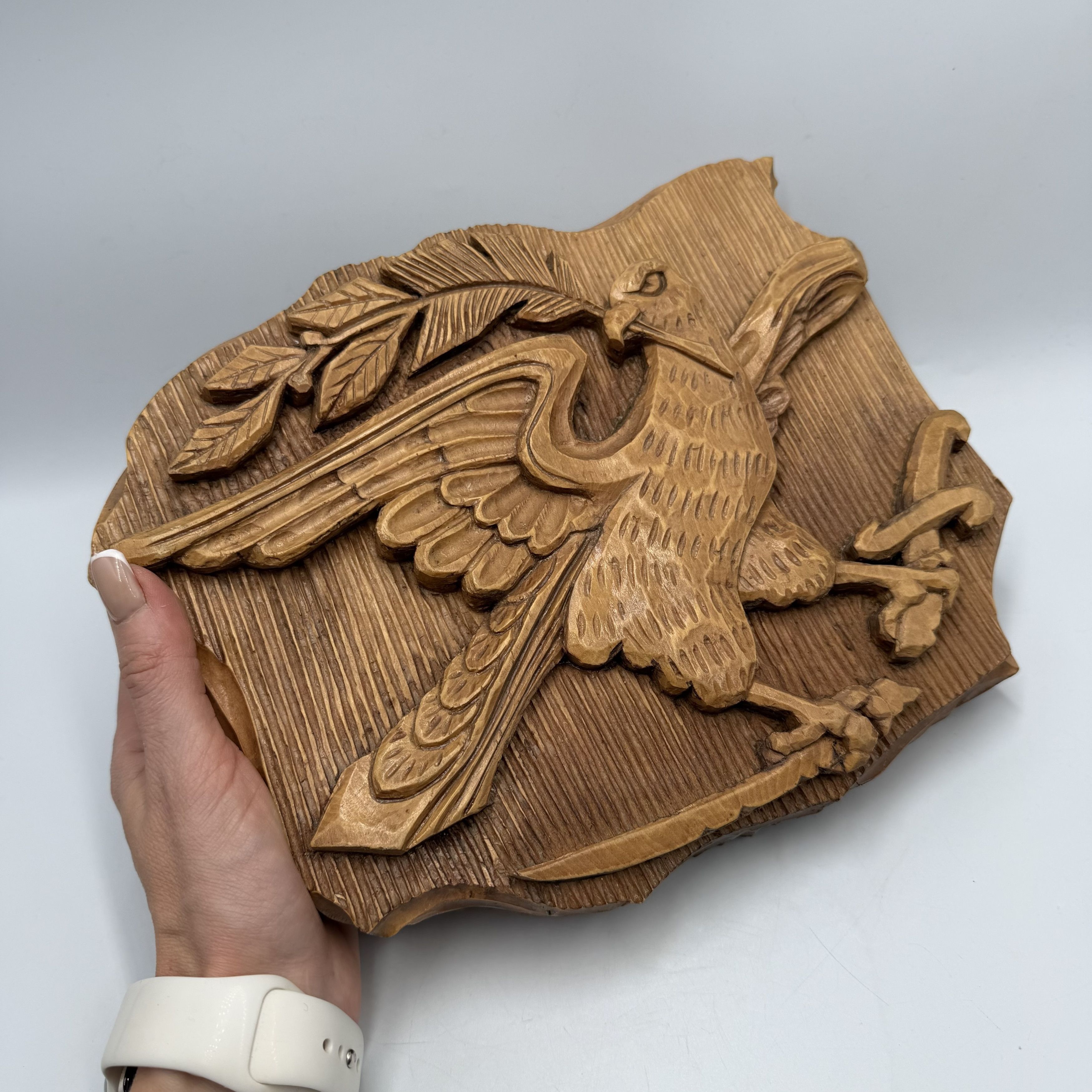 Vintage Vintage Hand Carved Wooden Eagle Wall Plaque Folk Art Signed Size ONE SIZE - 2 Thumbnail