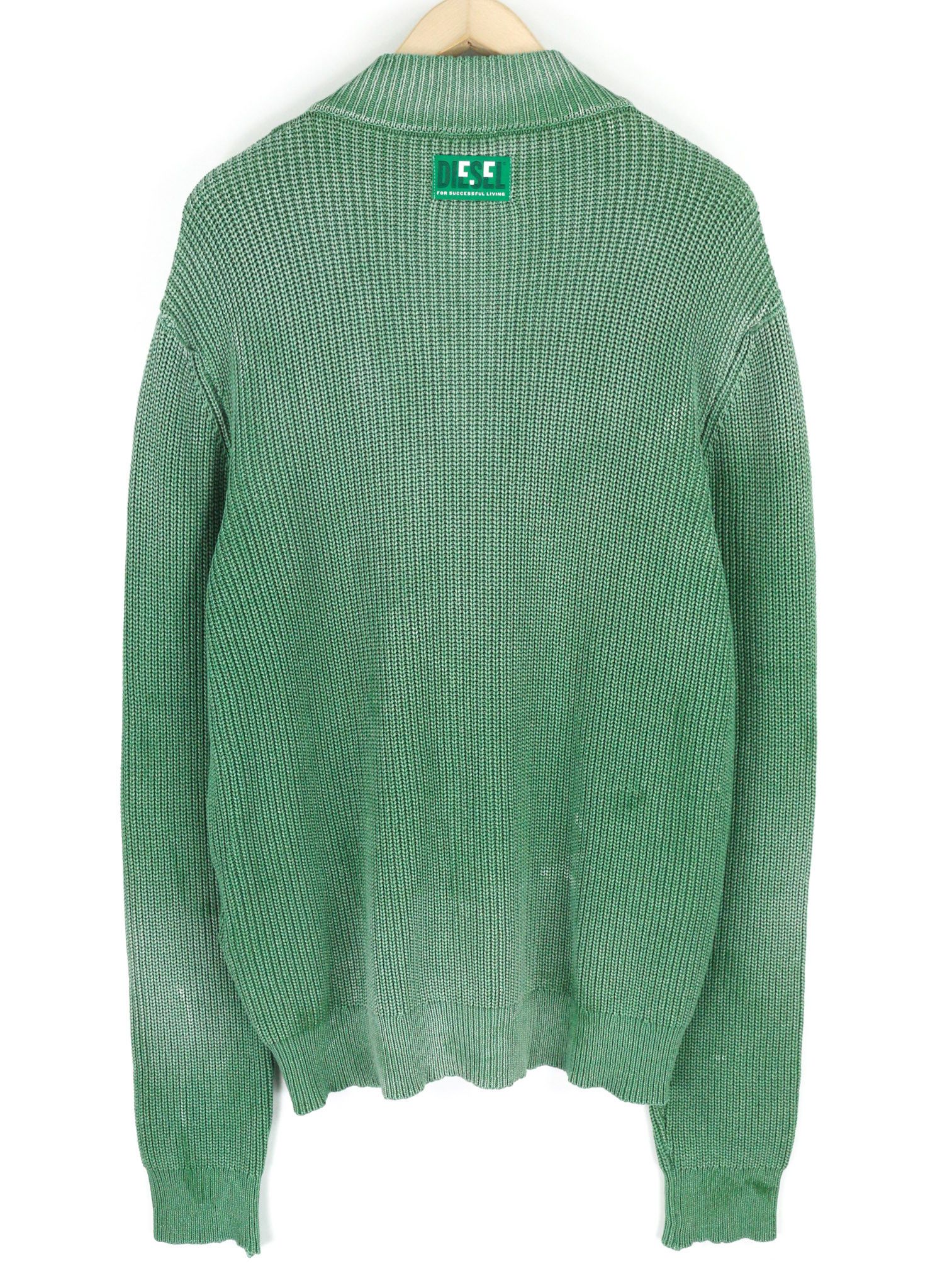 Diesel K-KENTUCKY ZIP L Washed Crew Knit Green Jumper 40133 Size US L / EU 52-54 / 3 - 2 Thumbnail