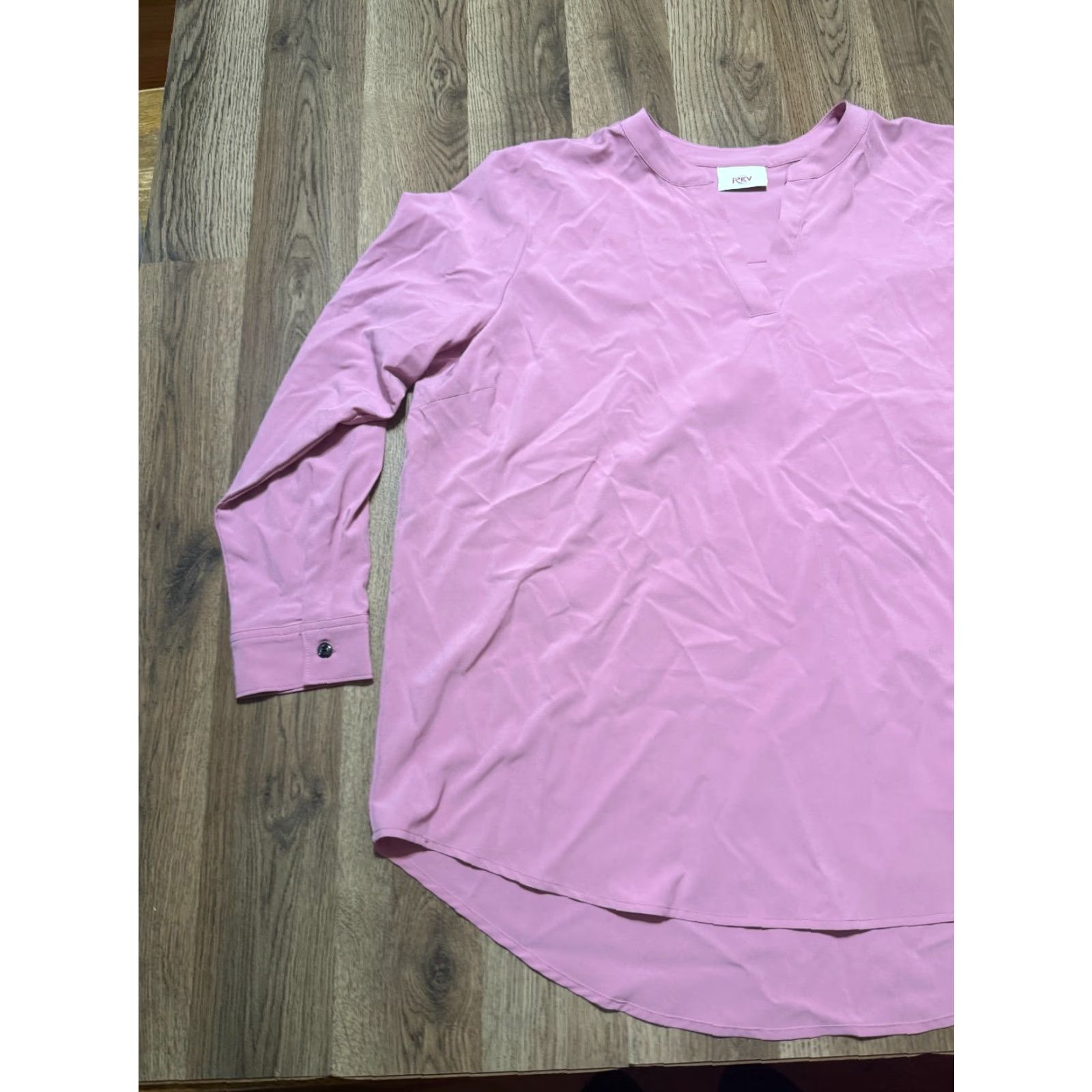 Vintage REV Blouse Women's XL Pink V-Neck Long Sleeve Shirt Casual Size XL / US 12-14 / IT 48-50 - 3 Thumbnail