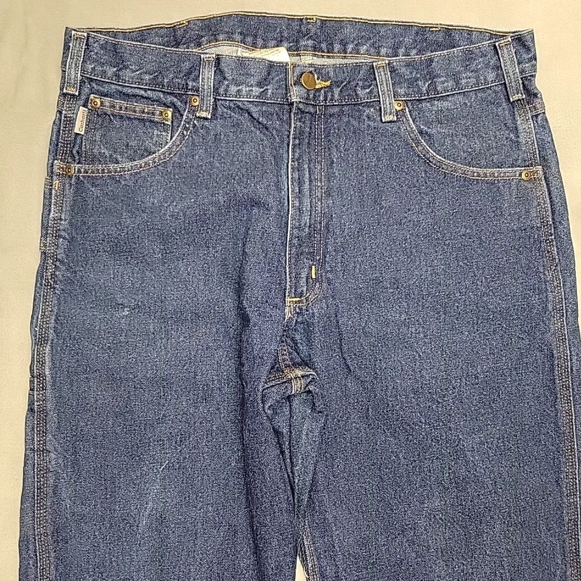 Carhartt Carhartt Jeans Mens 38 Inseam 28 Blue Denim Relaxed Fit Work Casual 5-Pocket Logo Belt Loops Solid Cotton Denim 38 Mens Jeans Size US 38 / EU 54 - 3 Thumbnail