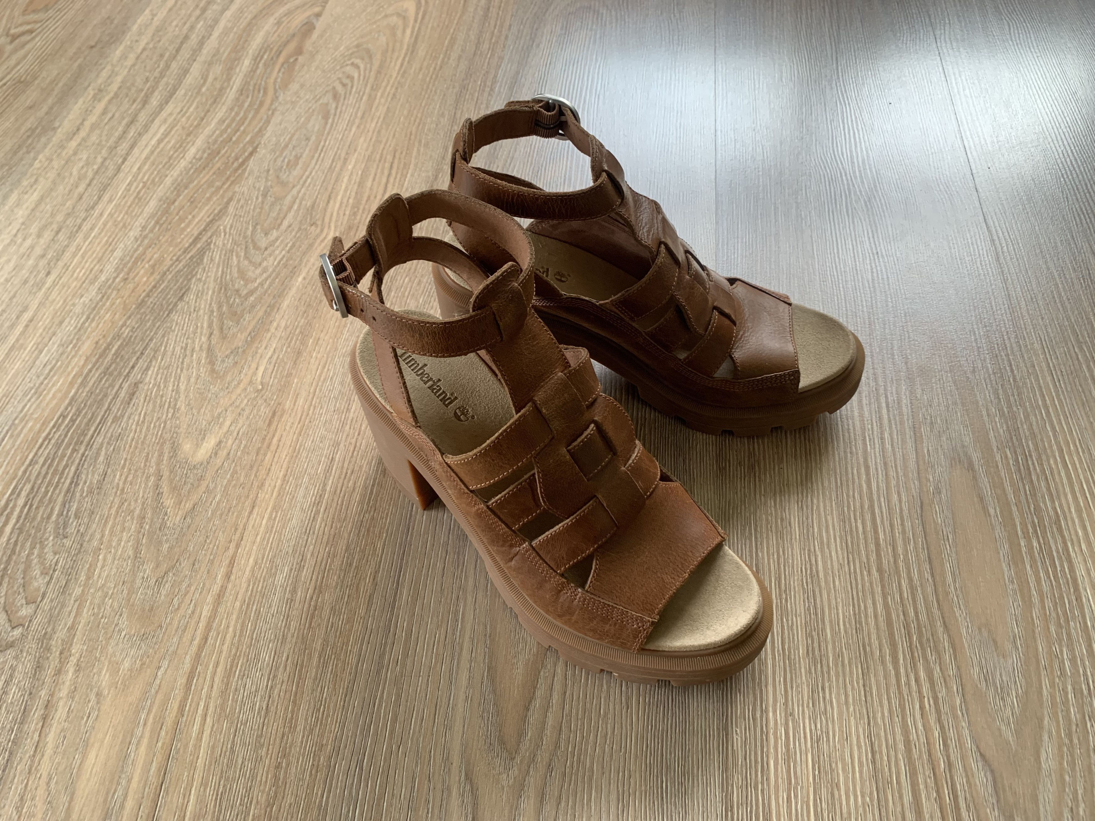 Timberland Timberland Allington Brown Leather High Heeled Sandals Size US 10 / IT 40 - 15 Thumbnail