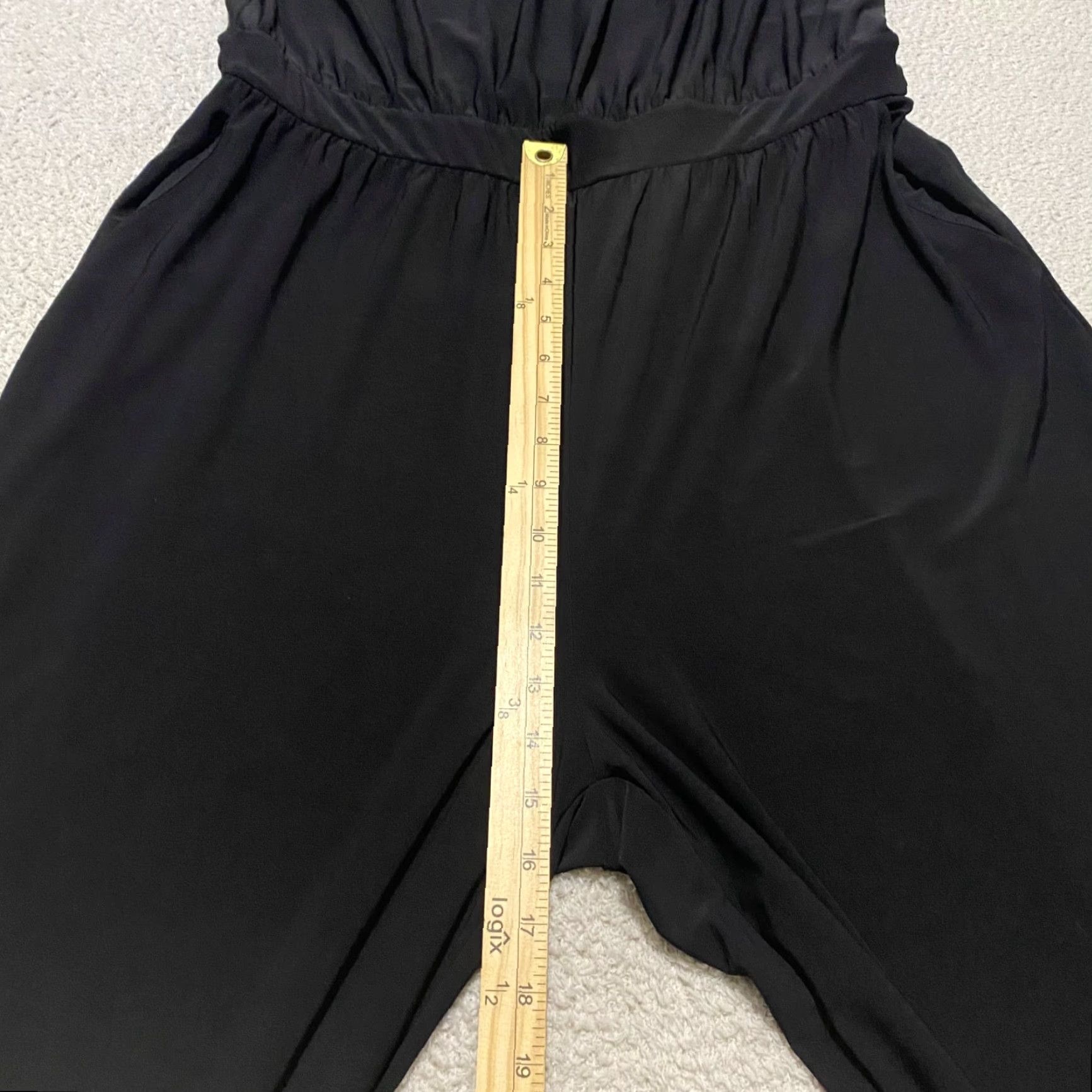 Vintage Kaileigh Jumpsuit Women 1X Plus One Shoulder Knit Black Solid Wide-Leg Summer Spring Fall Womens Size 40" / US 18 - 7 Thumbnail