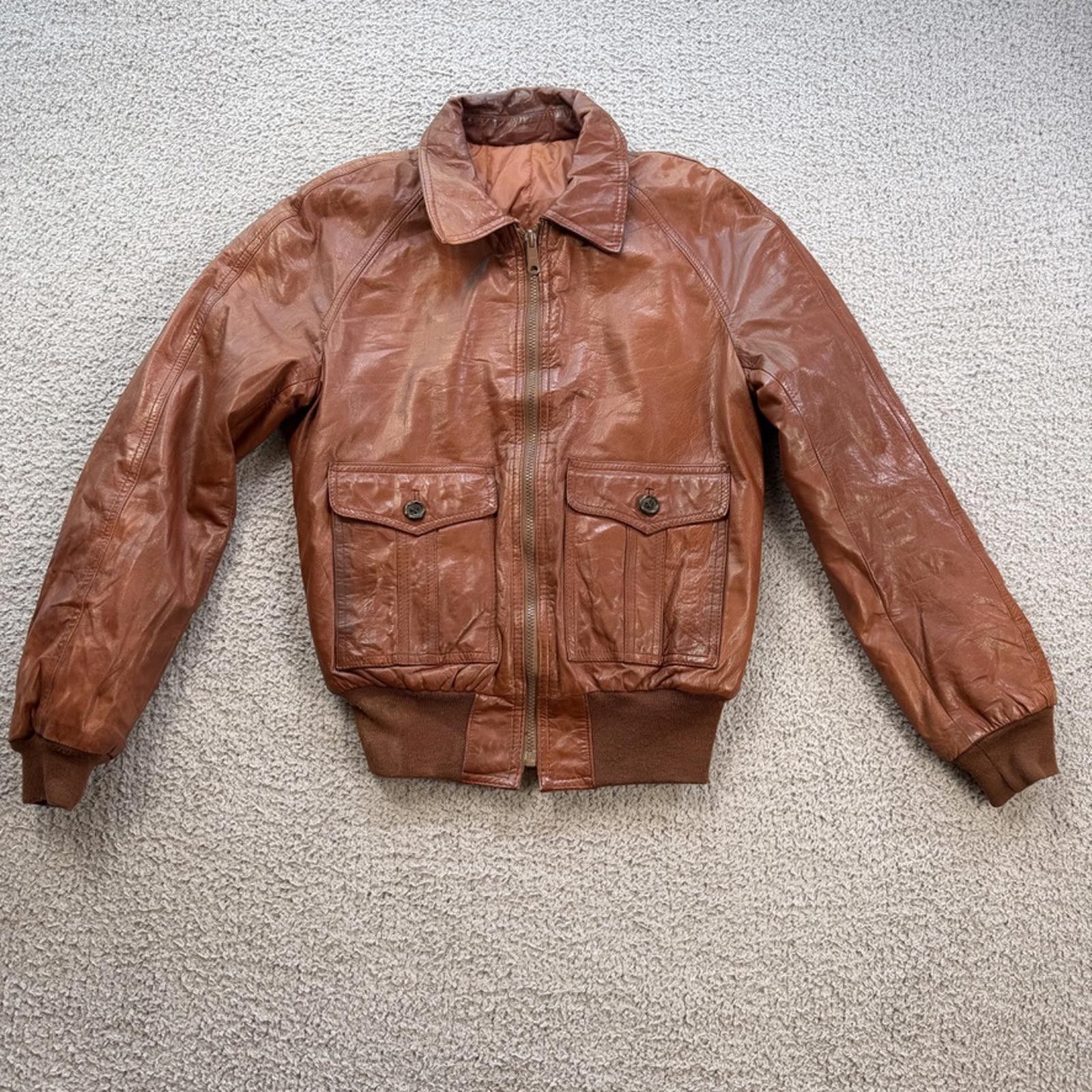 Other Vintage 80s Philippe Monet Reversible Leather Bomber Jacket Size S / US 4 / IT 40 - 1 Thumbnail