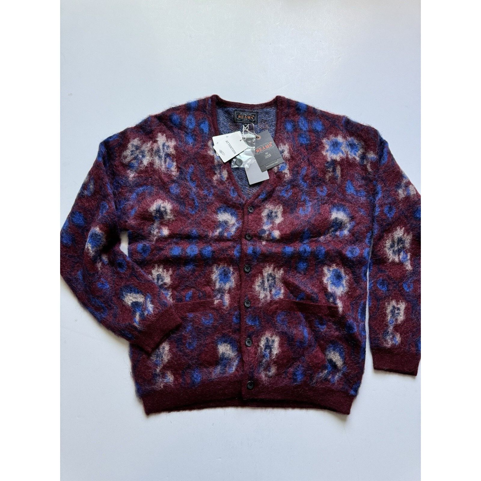 Beams Plus BEAMS PLUS Burgundy Botanical Cardigan Medium Size US M / EU 48-50 / 2 - 1 Thumbnail