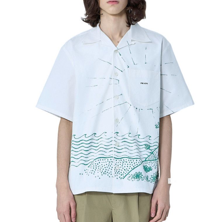 Prada PRADA White Wave Shirt New & Authentic (Men's size:S;) Size US S / EU 44-46 / 1 - 1 Preview