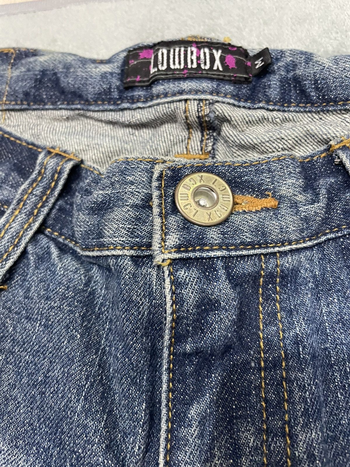 Japanese Brand × LOWBOX LOWBOX SNAKE POCKET Blue faded wash style loose jeans Size US 31 - 8 Thumbnail
