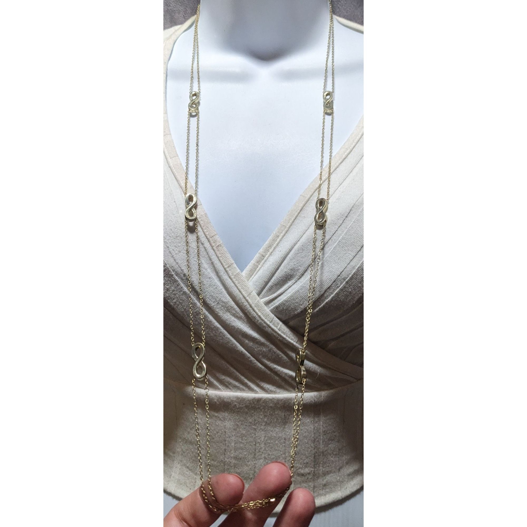 Other Gold Multi-Strand Long Necklace With Infinity Symbol Accents Size ONE SIZE - 7 Thumbnail