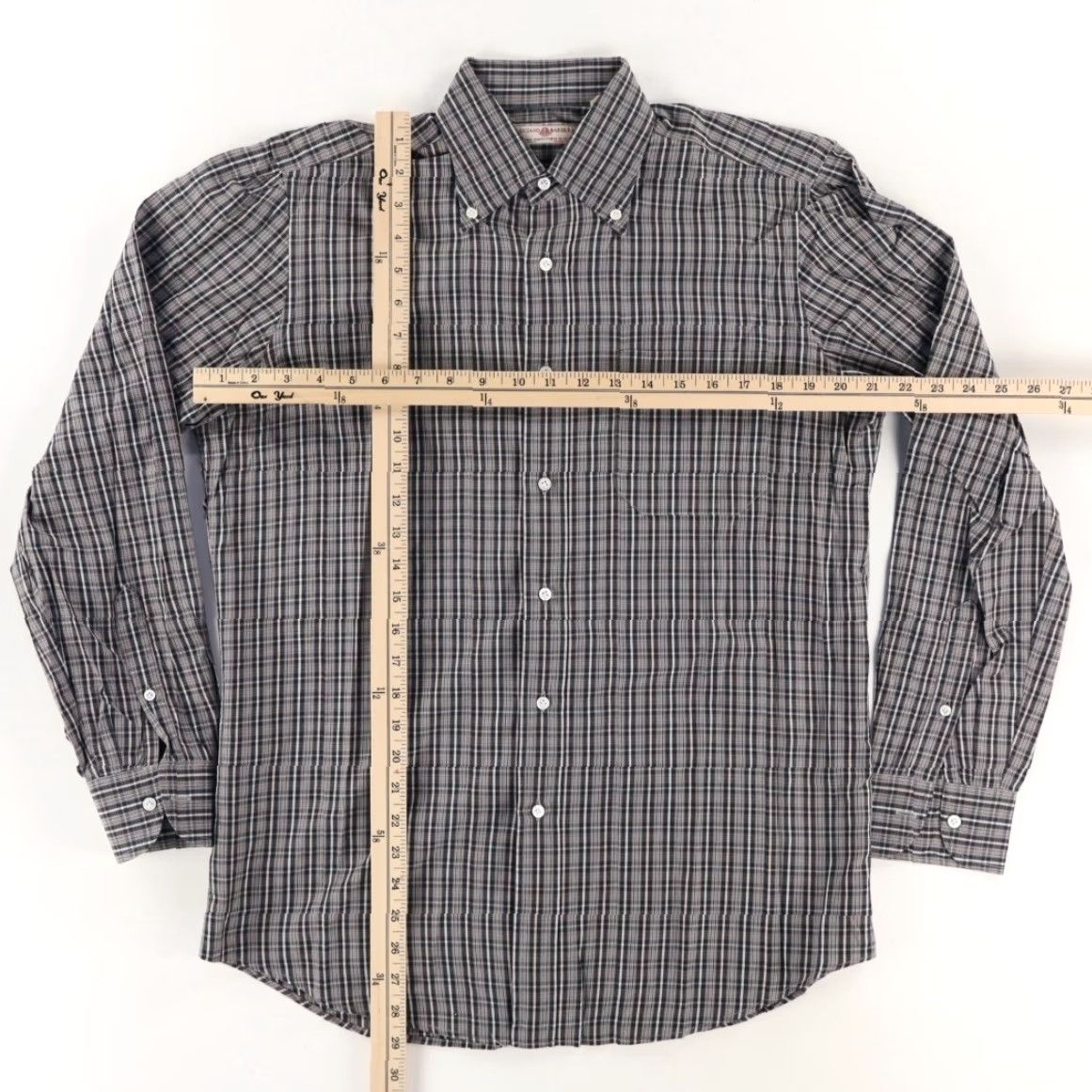 Vintage Luciano Barbera Poplin Cotton Plaid Button Down Shirt Black M Mens Size US M / EU 48-50 / 2 - 3 Thumbnail