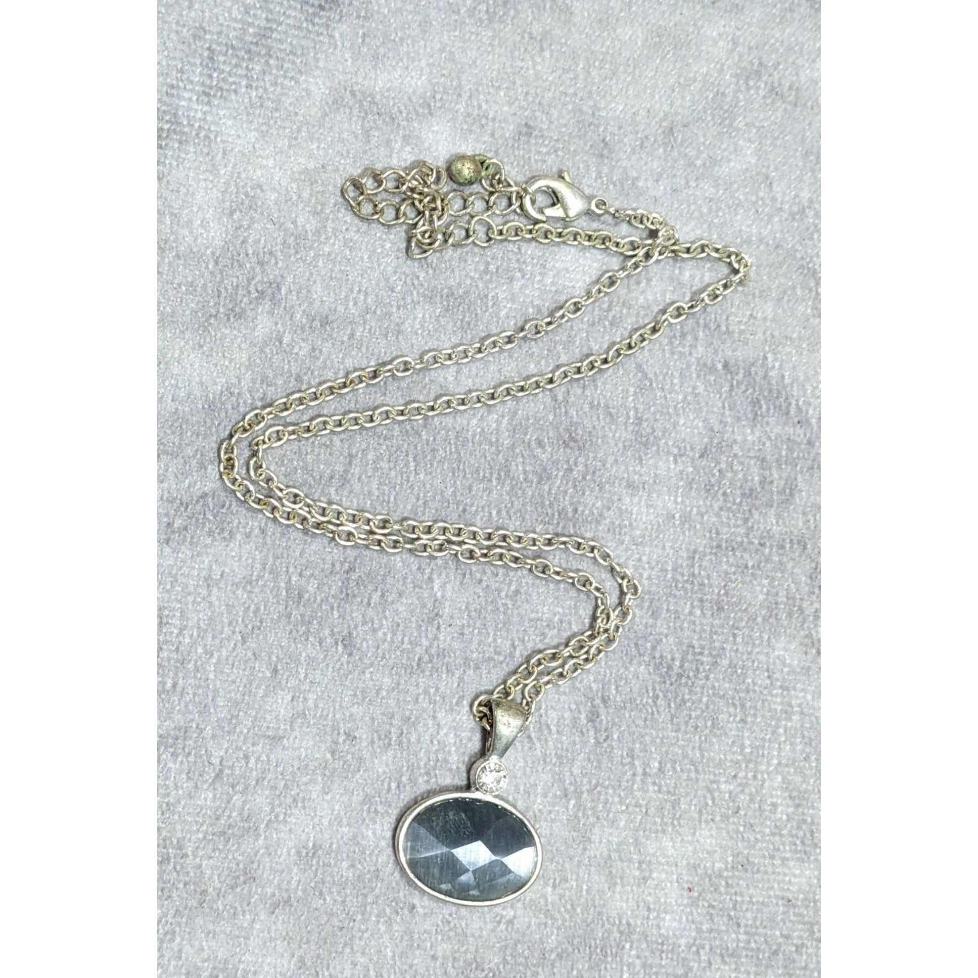 Other Whimsical Grey Faceted Cat Eye Glass Pendant Necklace With R Size ONE SIZE - 7 Thumbnail