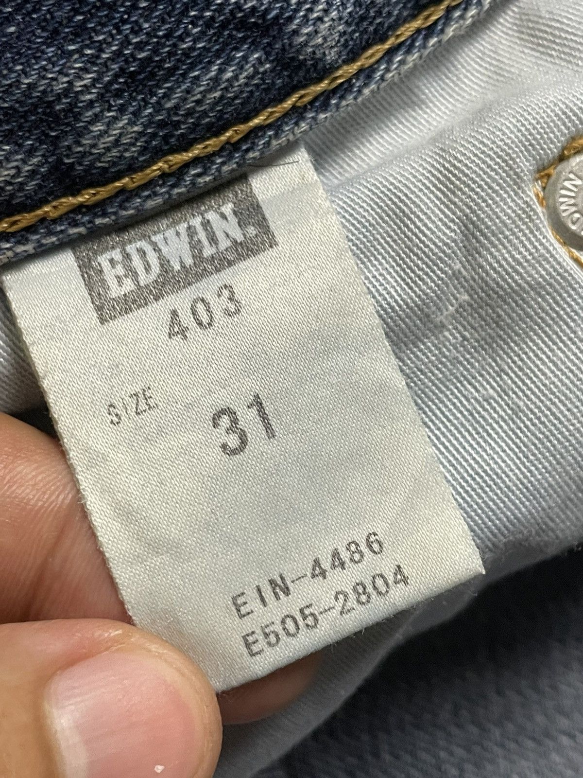 Edwin × Vintage EDWIN 403 Straight Cut Ripped Jeans (106) Size US 32 / EU 48 - 6 Thumbnail