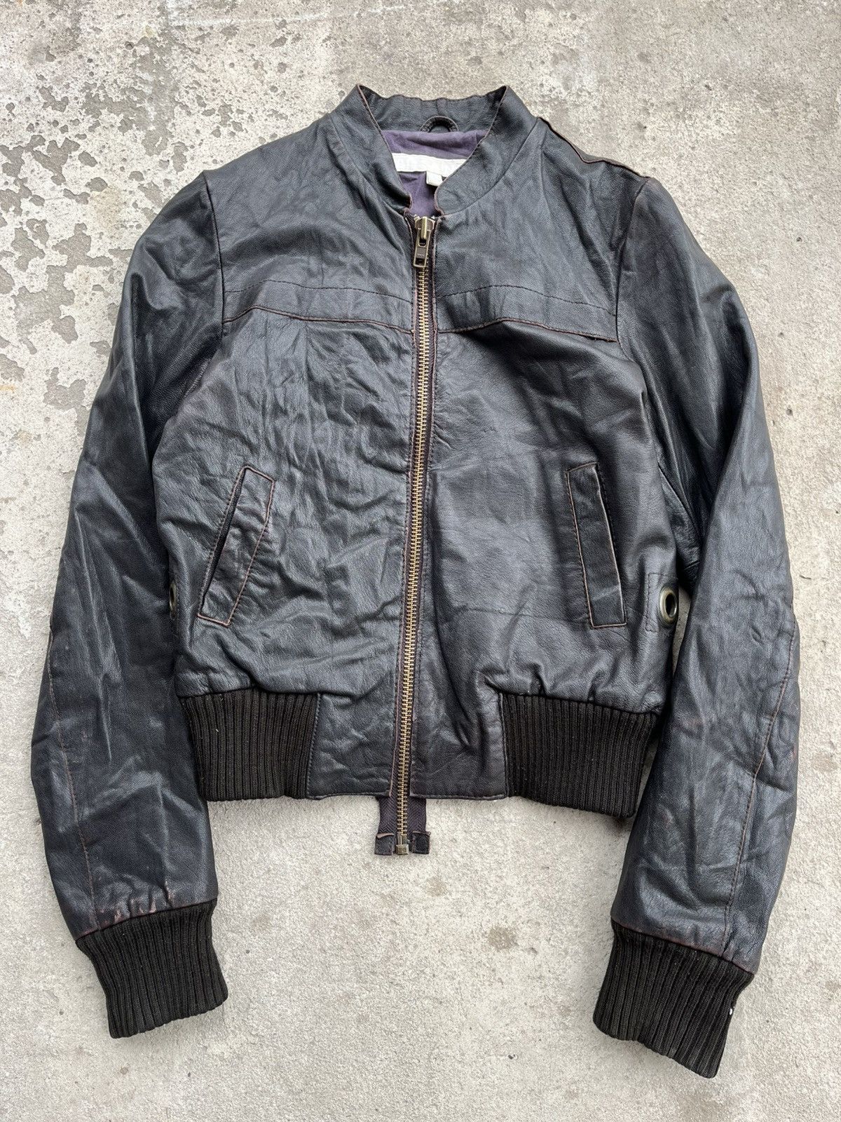 Allsaints × Japanese Brand Vintage Allsaints Avant Garde Japanese Faded Leather Jacket Size XS / US 0-2 / IT 36-38 - 1 Thumbnail