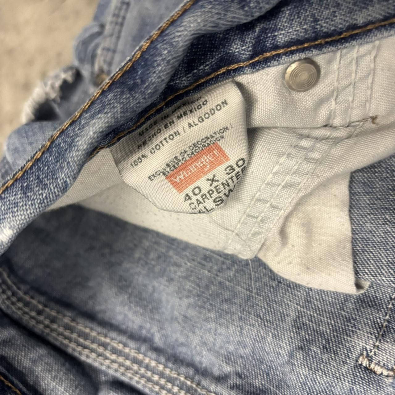 Japanese Brand × Vintage Crazy Vintage Y2K/2000s Baggy Faded Light Wash Distressed Skater Carpenter Denim Jeans! Size US 40 / EU 56 - 8 Thumbnail