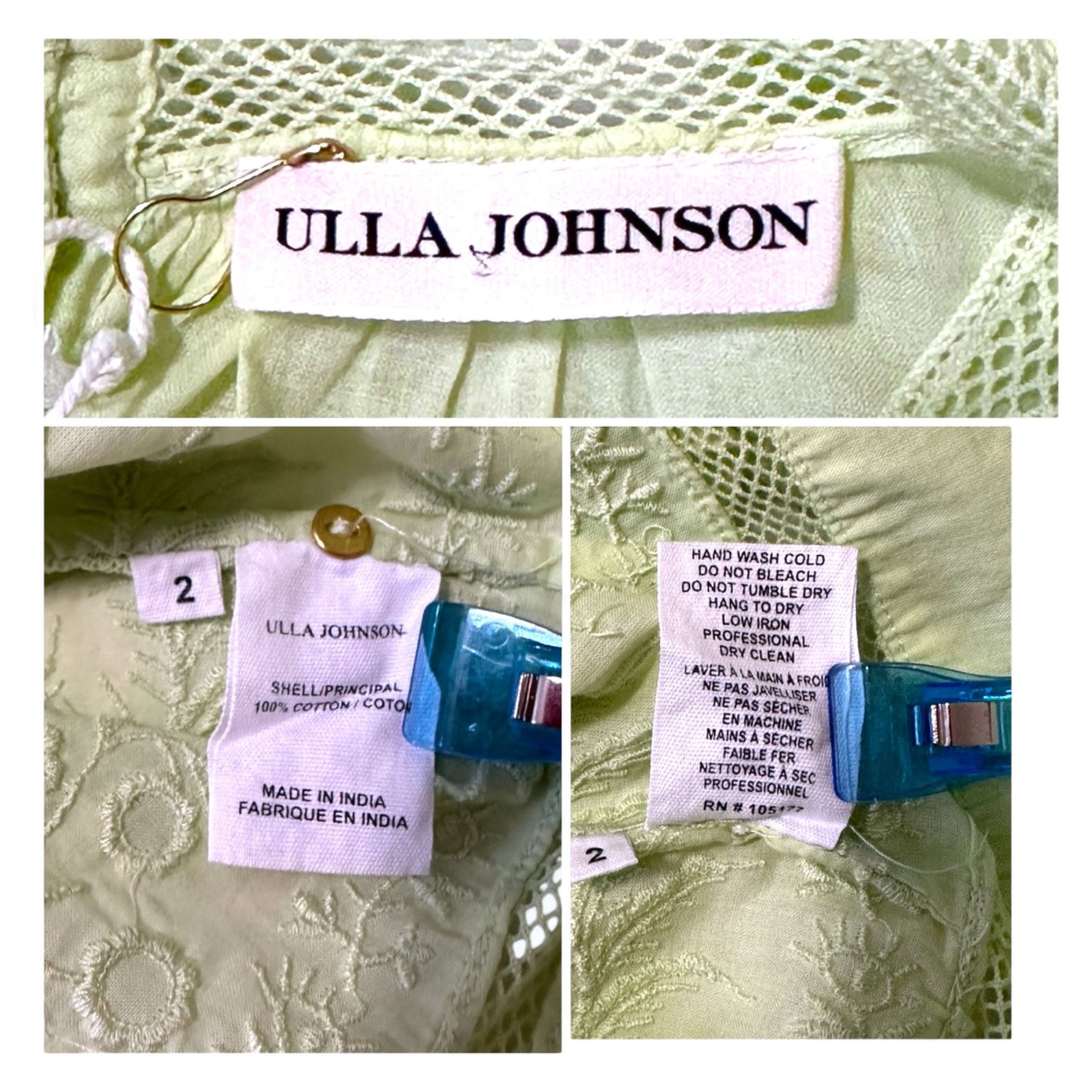 Ulla Johnson Ulla Johnson Annetta Blouse in Pistachio, Size 2, New with Size XS / US 0-2 / IT 36-38 - 3 Thumbnail