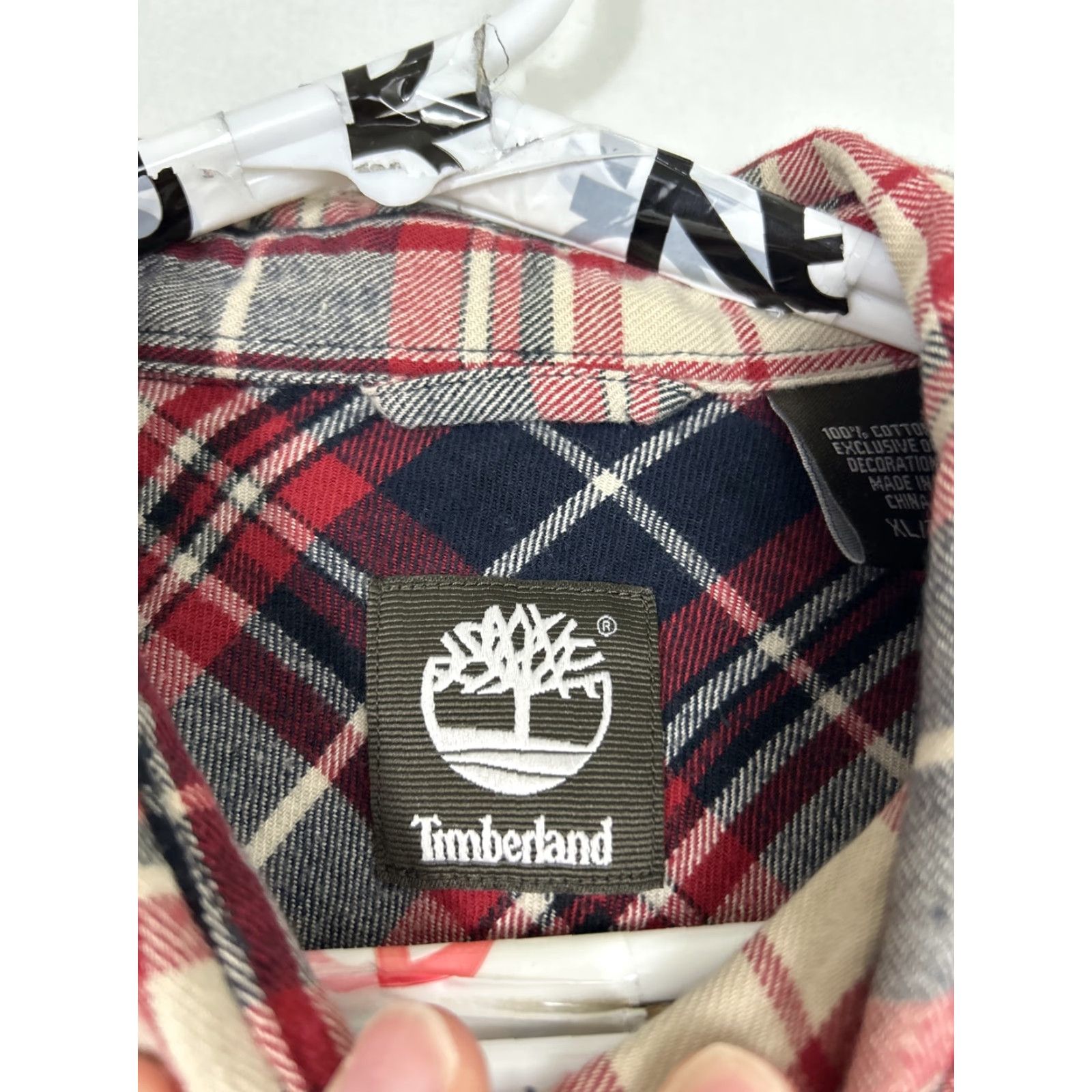Timberland Timberland Mens XL Button-Up Flannel Shirt Plaid Red White Blue Long Sleeve Size US XL / EU 56 / 4 - 7 Thumbnail
