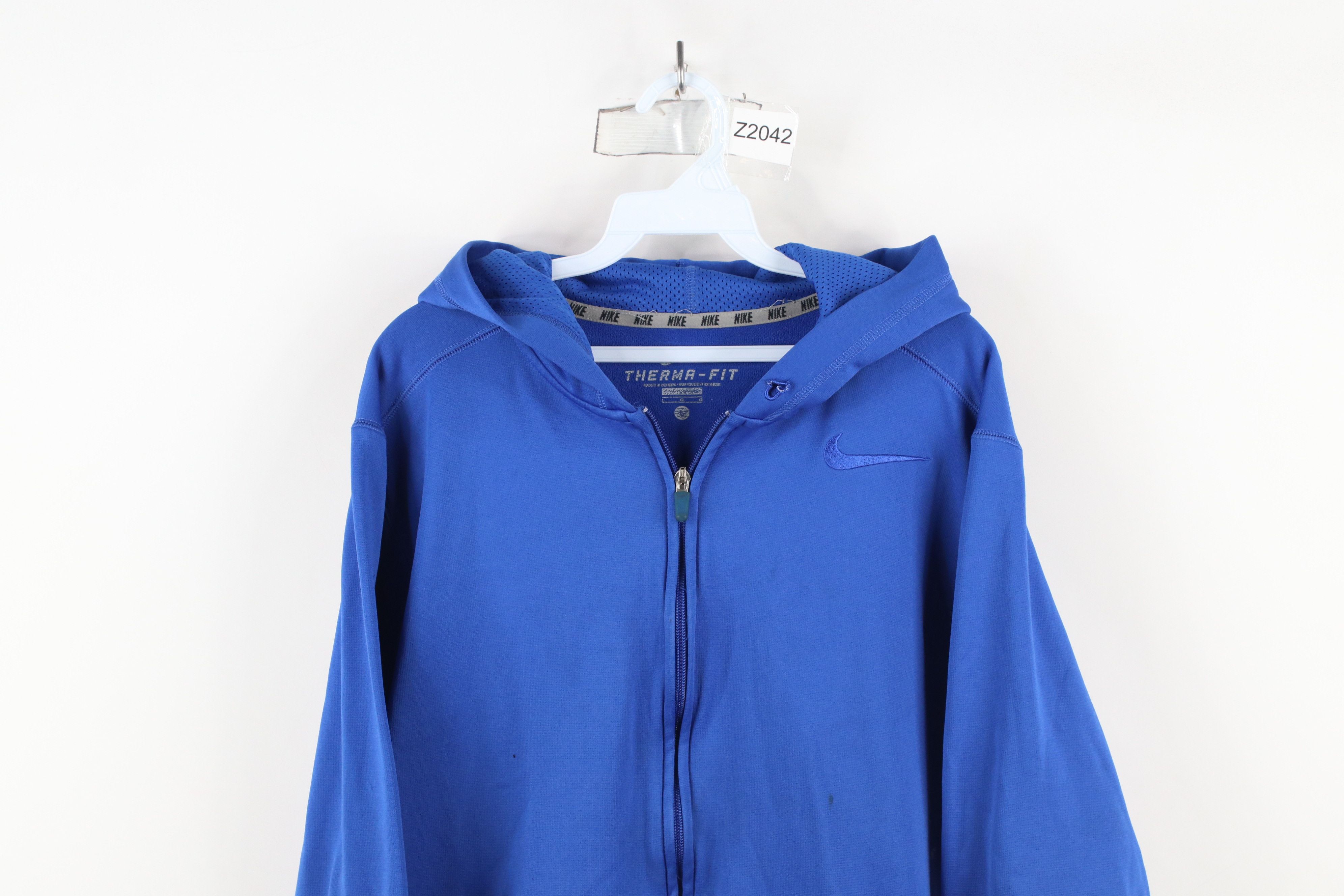 Nike × Vintage Vintage Y2K Nike Therma Fit Monochrome Full Zip Hoodie Blue Size US L / EU 52-54 / 3 - 2 Thumbnail