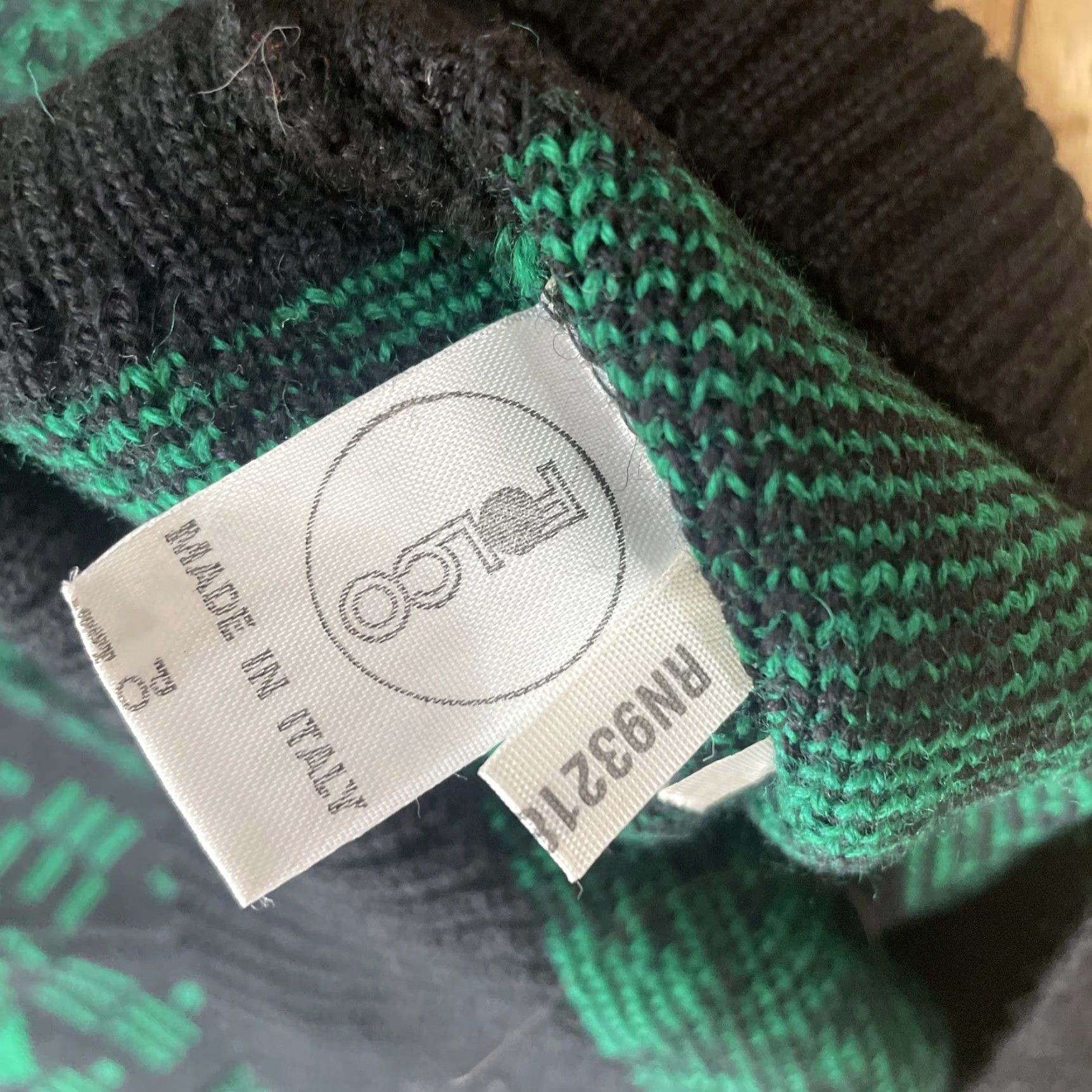 Vintage VINTAGE Gee 2 Vtg Italian Wool Sweater Men L Green Black 90s Y2k Tapered Cosby Knit 46" Size US L / EU 52-54 / 3 - 6 Thumbnail
